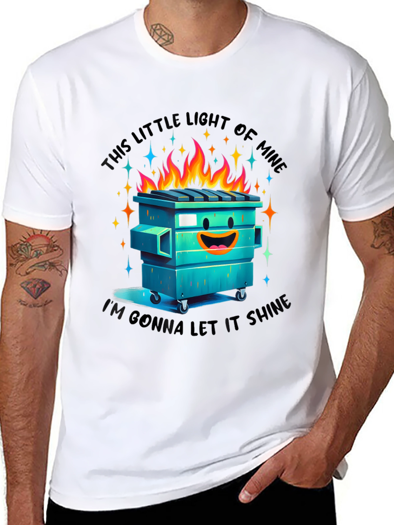 Black Dumpster Fire T-Shirt: Let It Shine! view 8