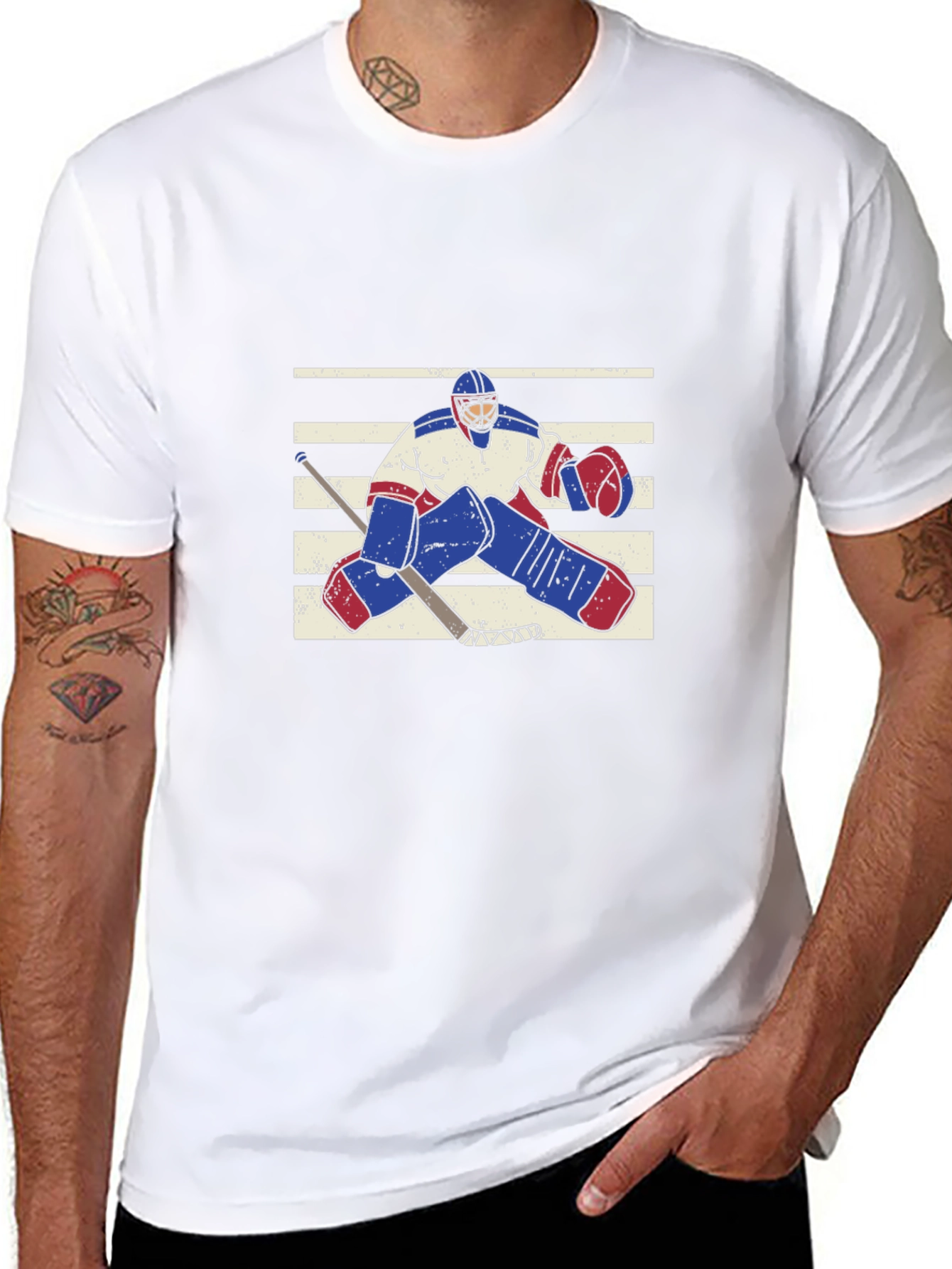 Black Hockey Goalie Graphic T-Shirt view 8