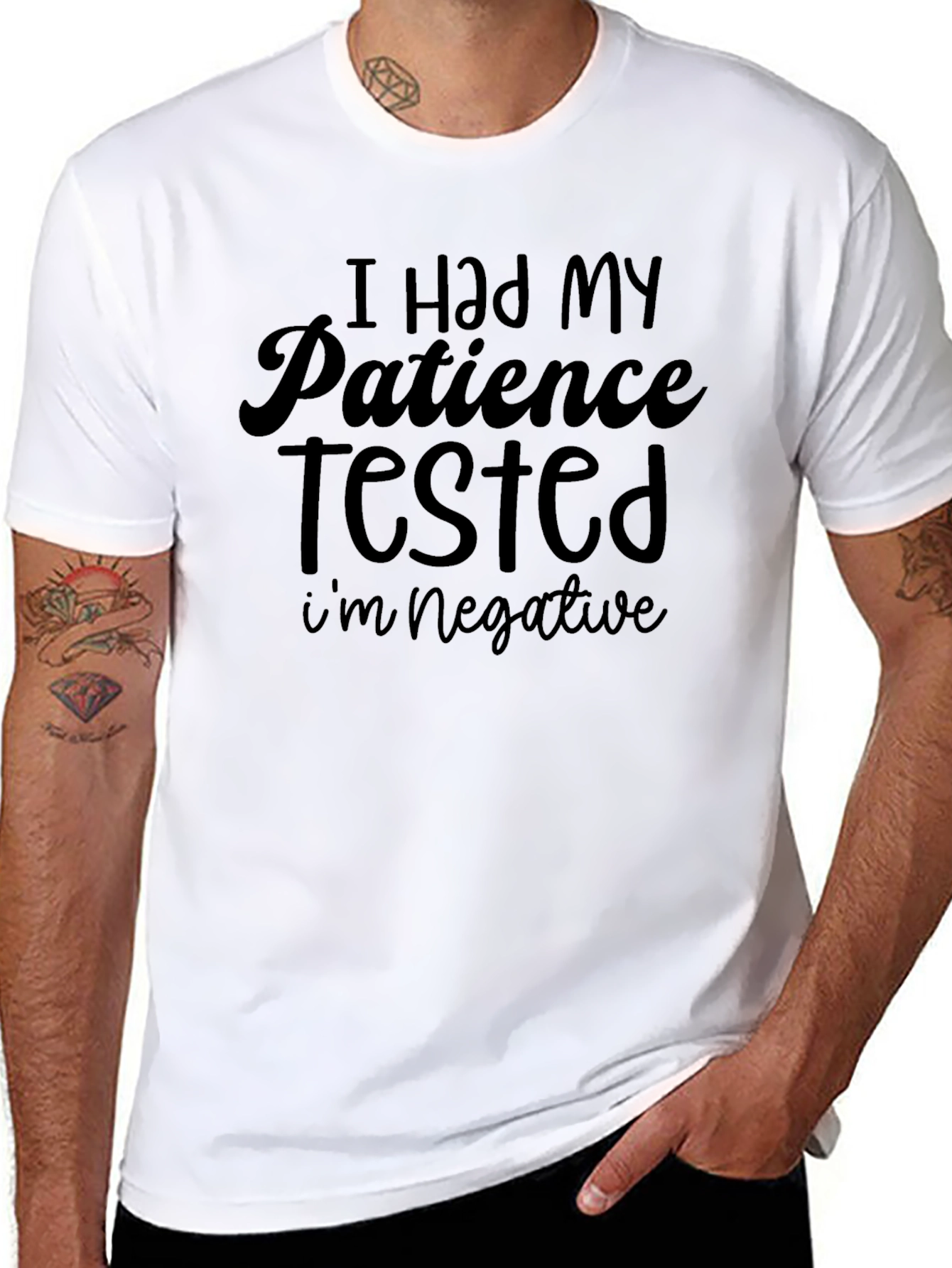 Black Patience Tested Negative Funny Graphic Tee view 8