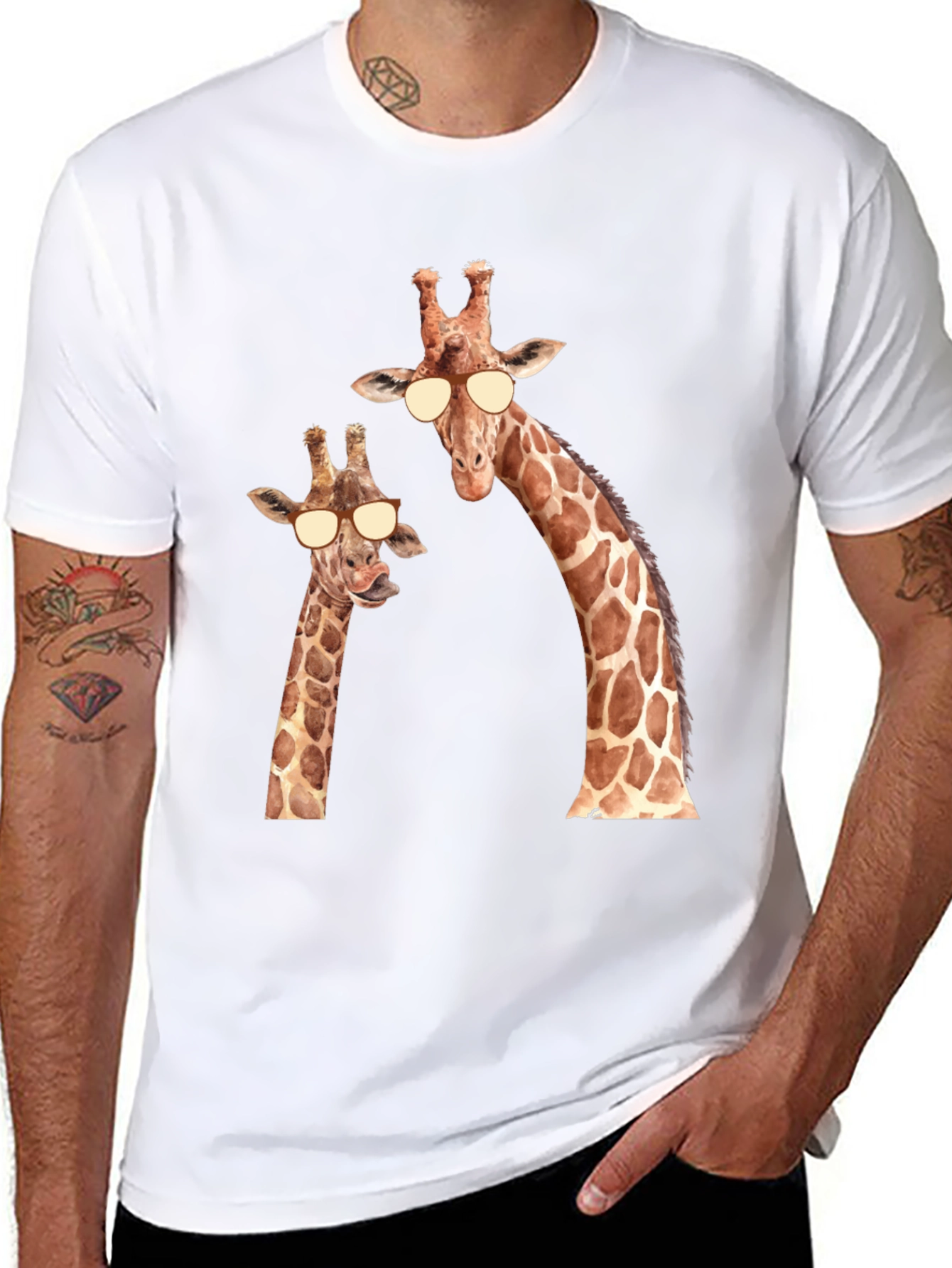 Black Giraffe Sunglasses T-Shirt - Funny Animal Tee view 8