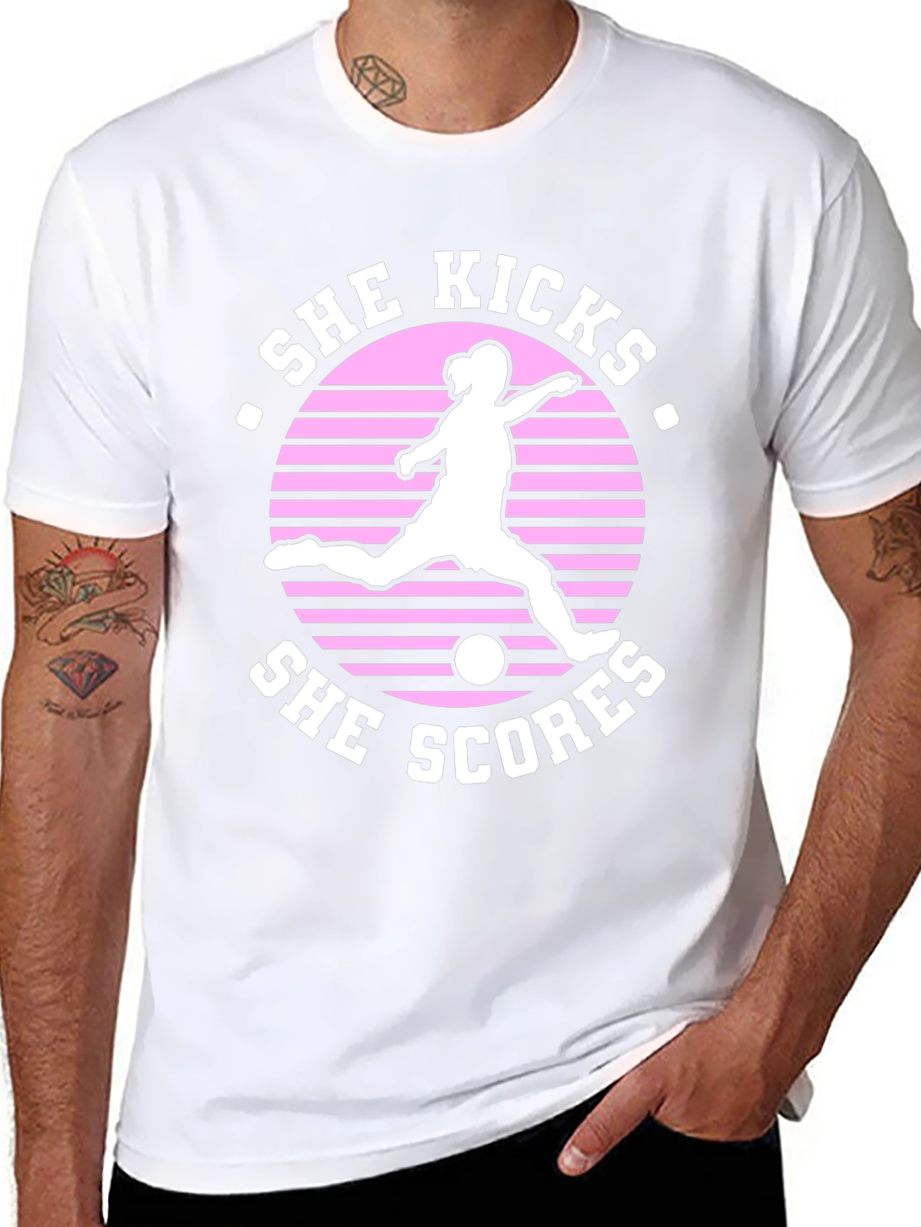 Black She Kicks She Scores Graphic T-Shirt view 8