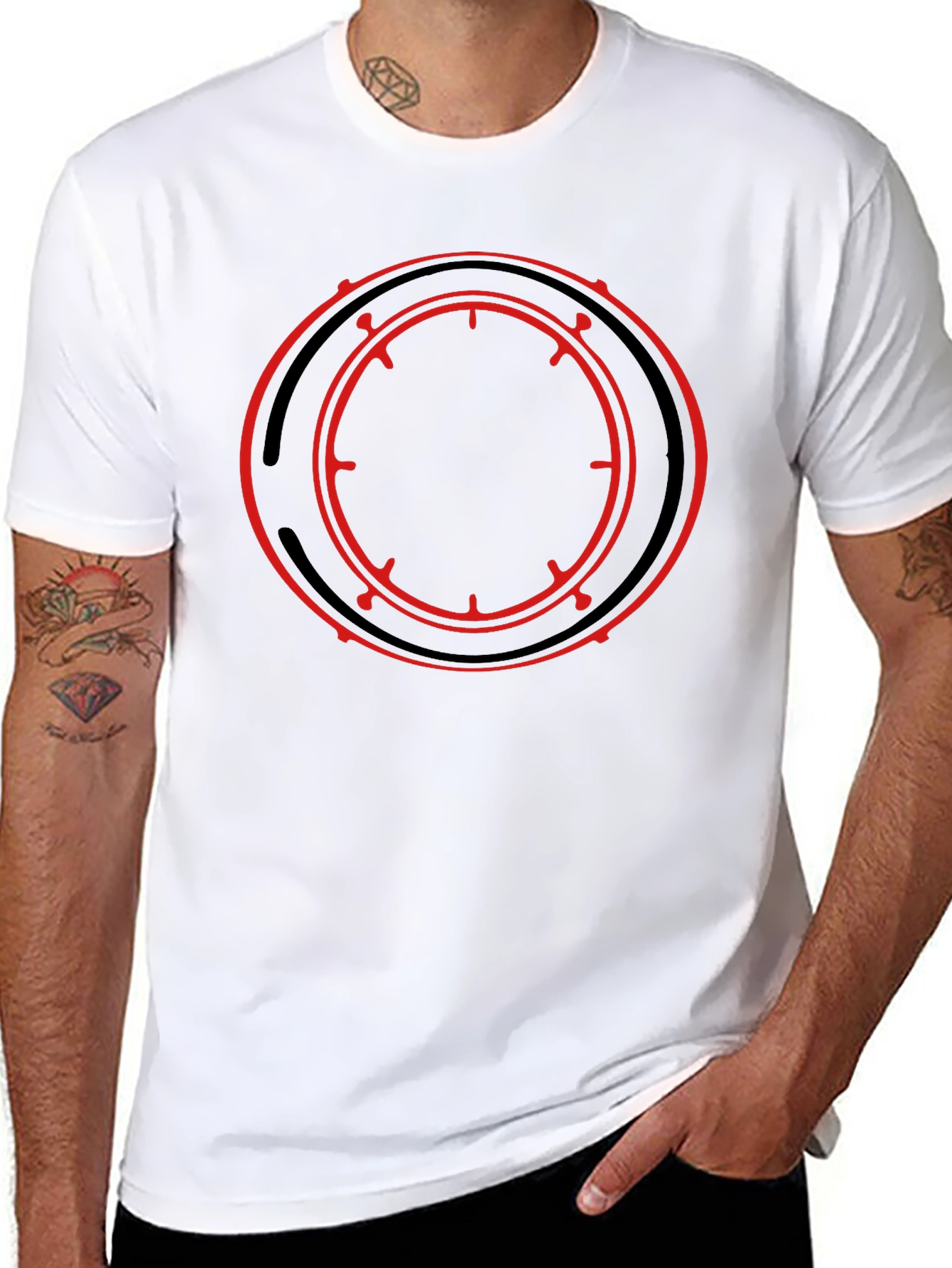 Black Black T-Shirt with Red Circle Graphic view 8