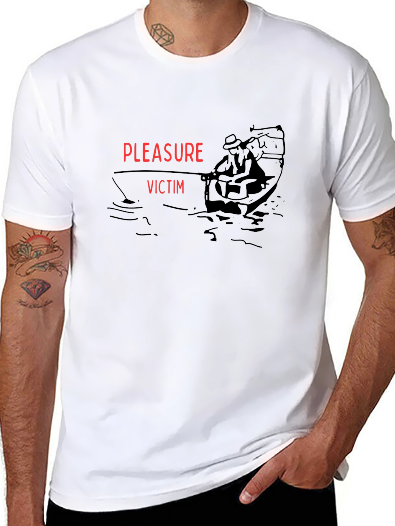 Black Pleasure Victim Graphic Tee - Black Cotton T-Shirt view 8