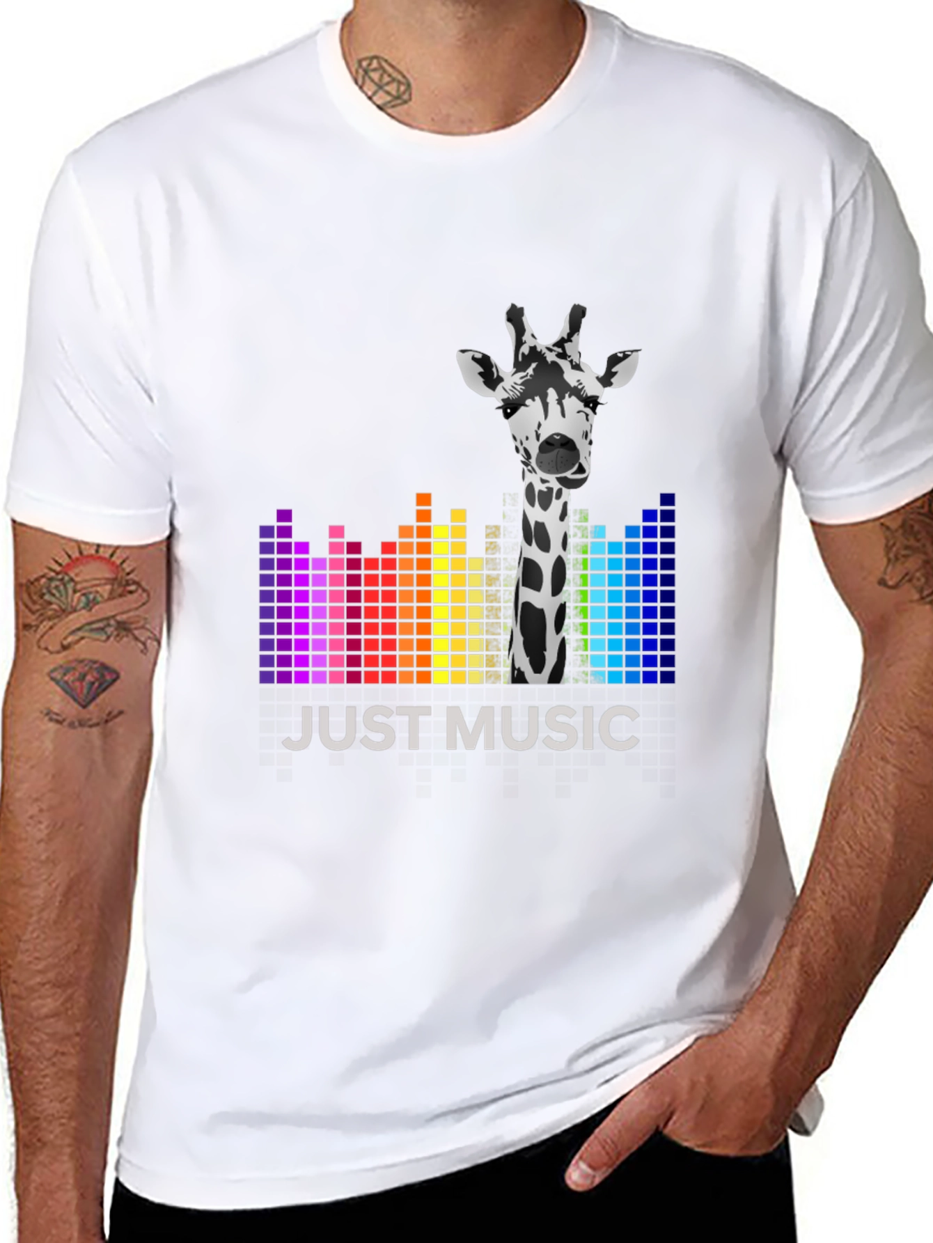 Black Just Music Giraffe Tee - Stylish Graphic T-Shirt view 8