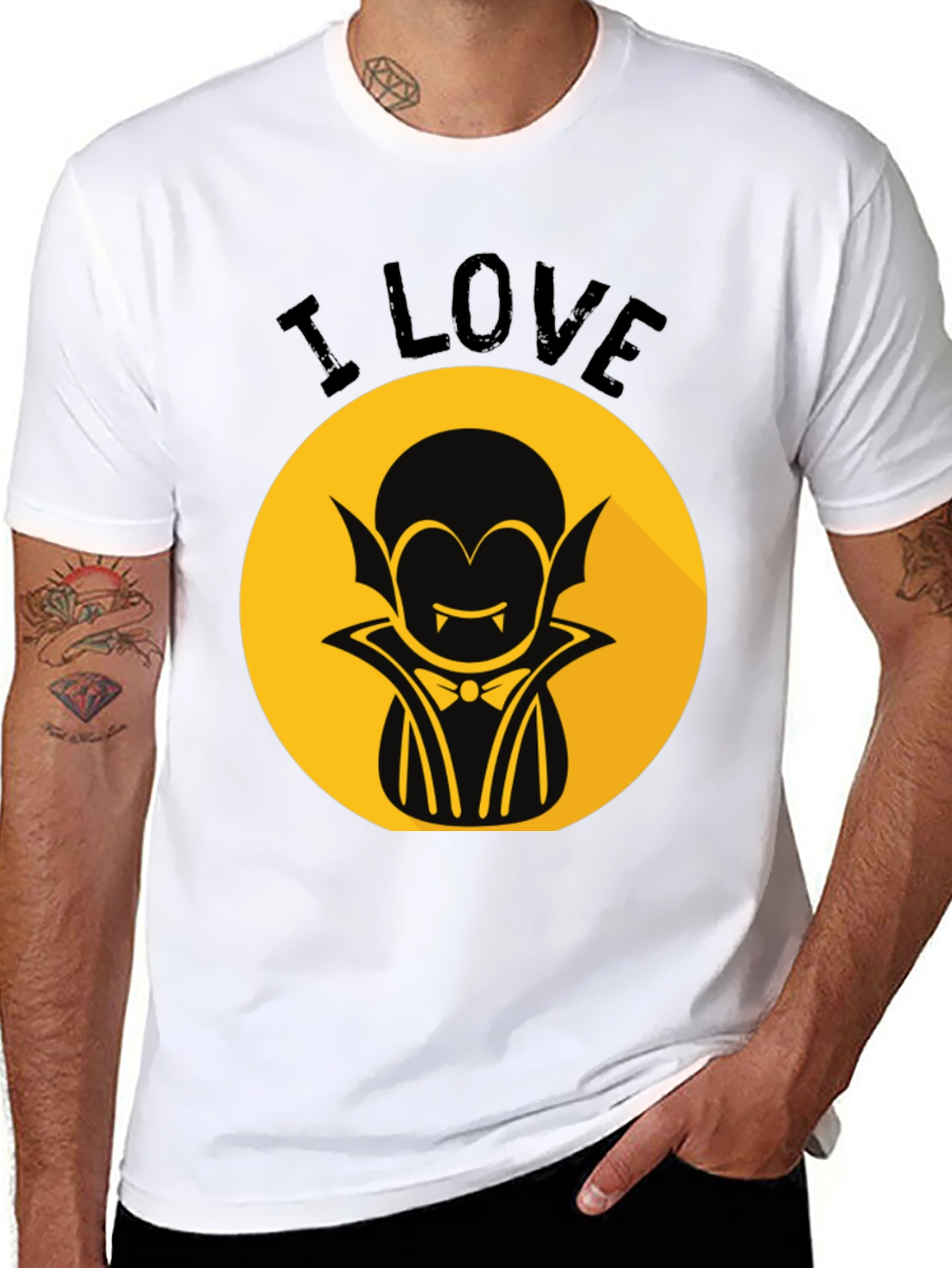 Black I Love Vampire Graphic T-Shirt - Halloween Style view 8