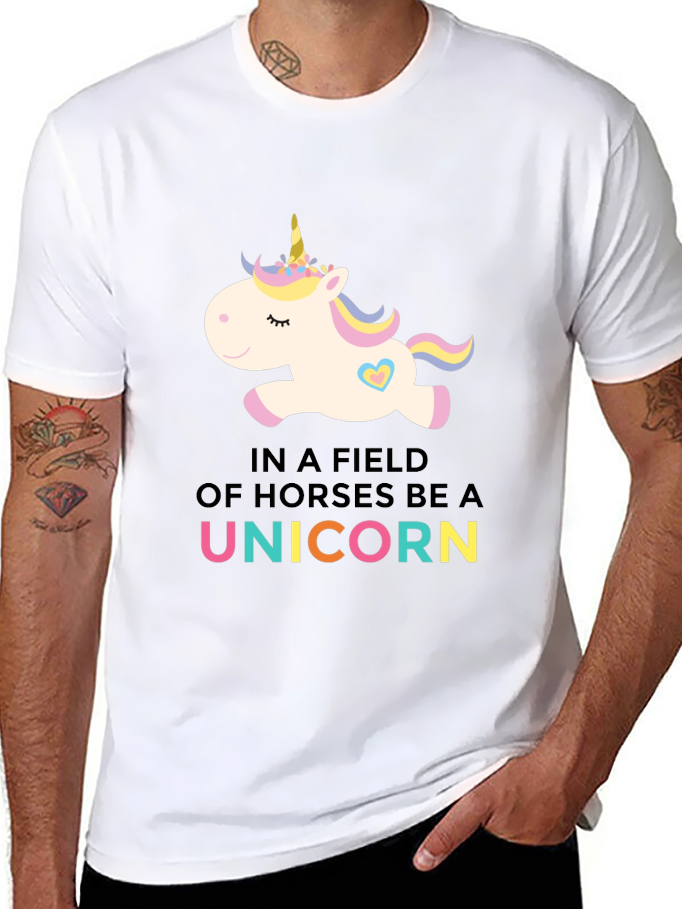 Black Be A Unicorn Black T-Shirt view 8