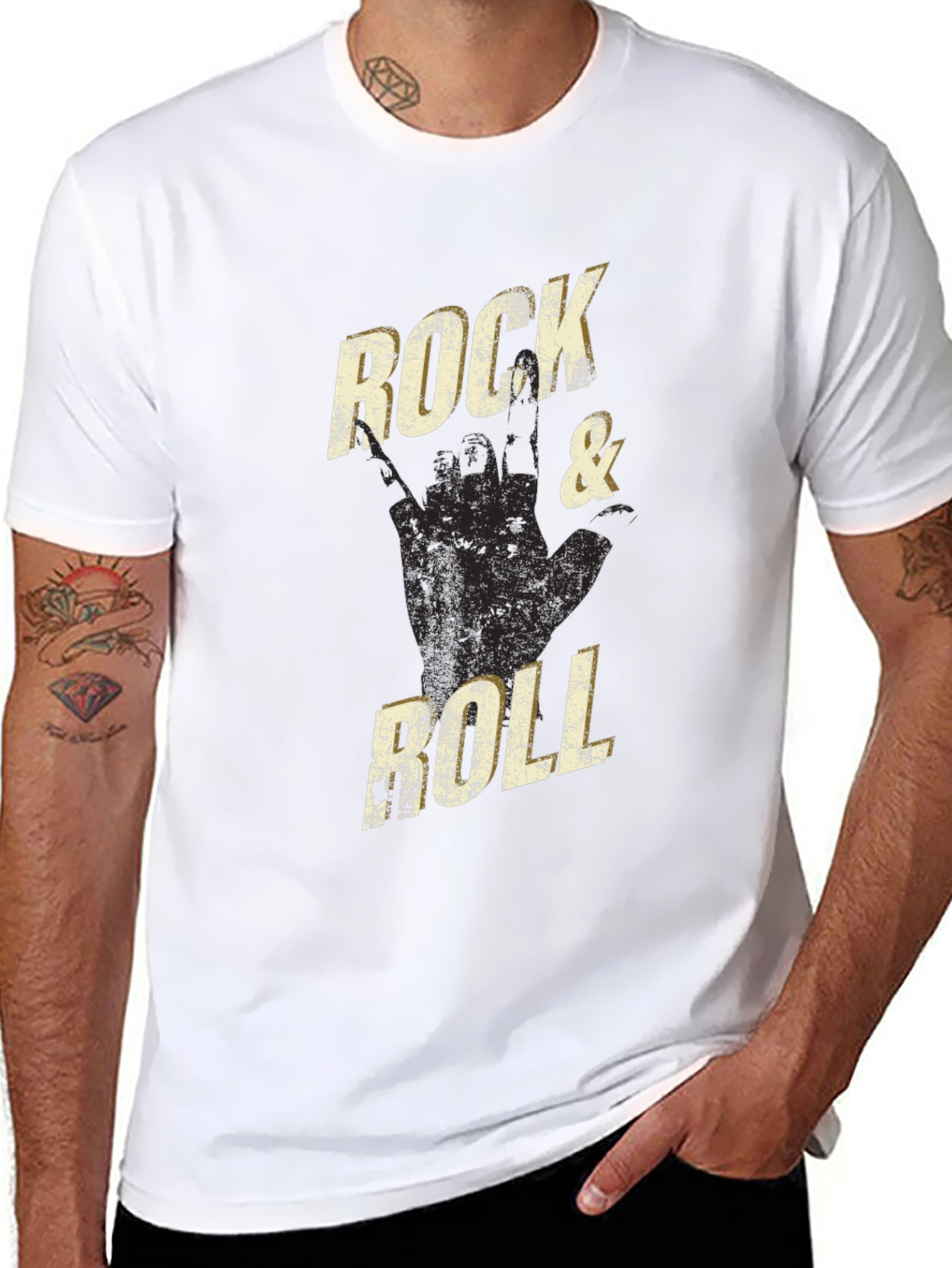 Black Rock & Roll Graphic Tee - Black view 8