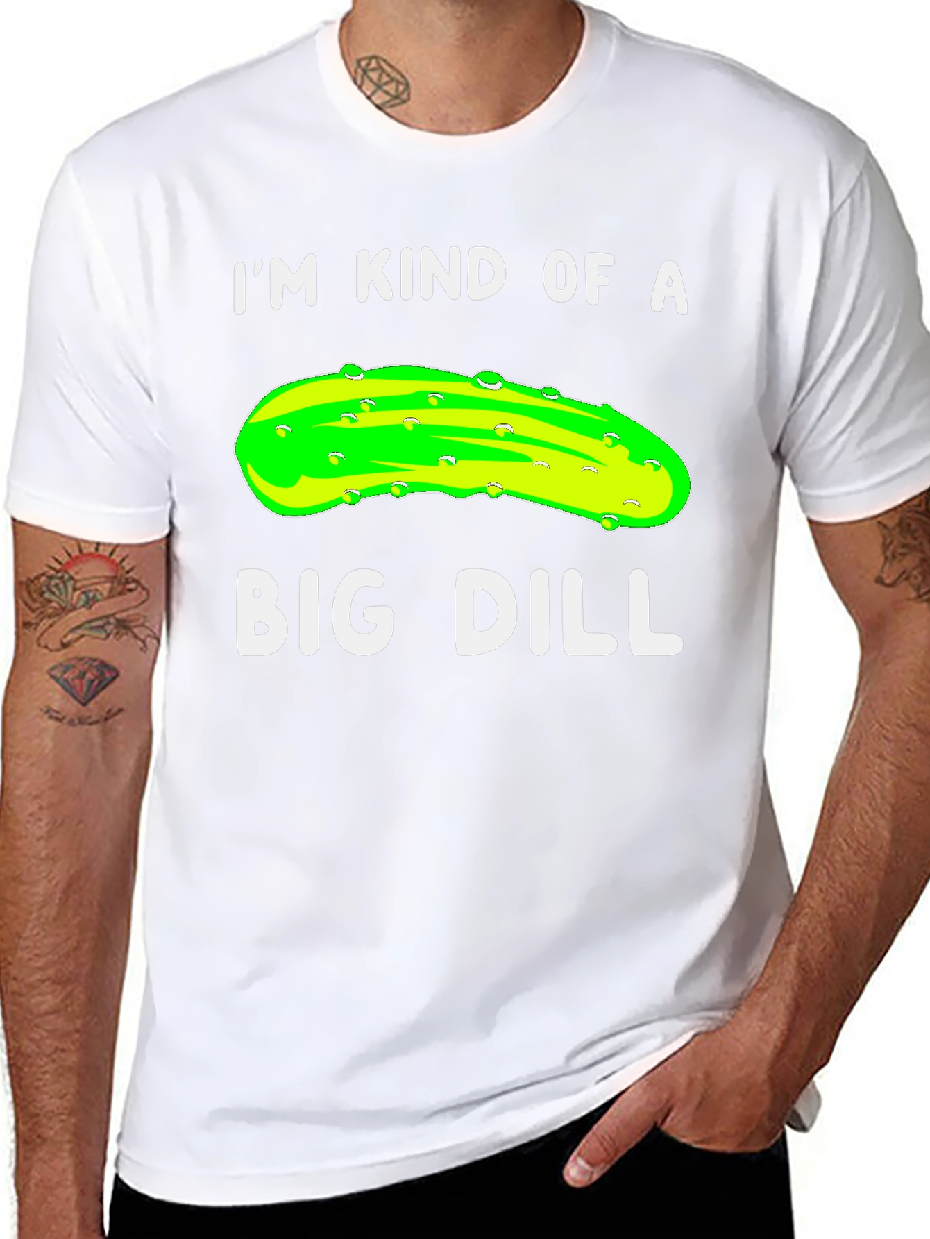 Black Big Dill T-Shirt Funny Pickle Pun Tee view 8