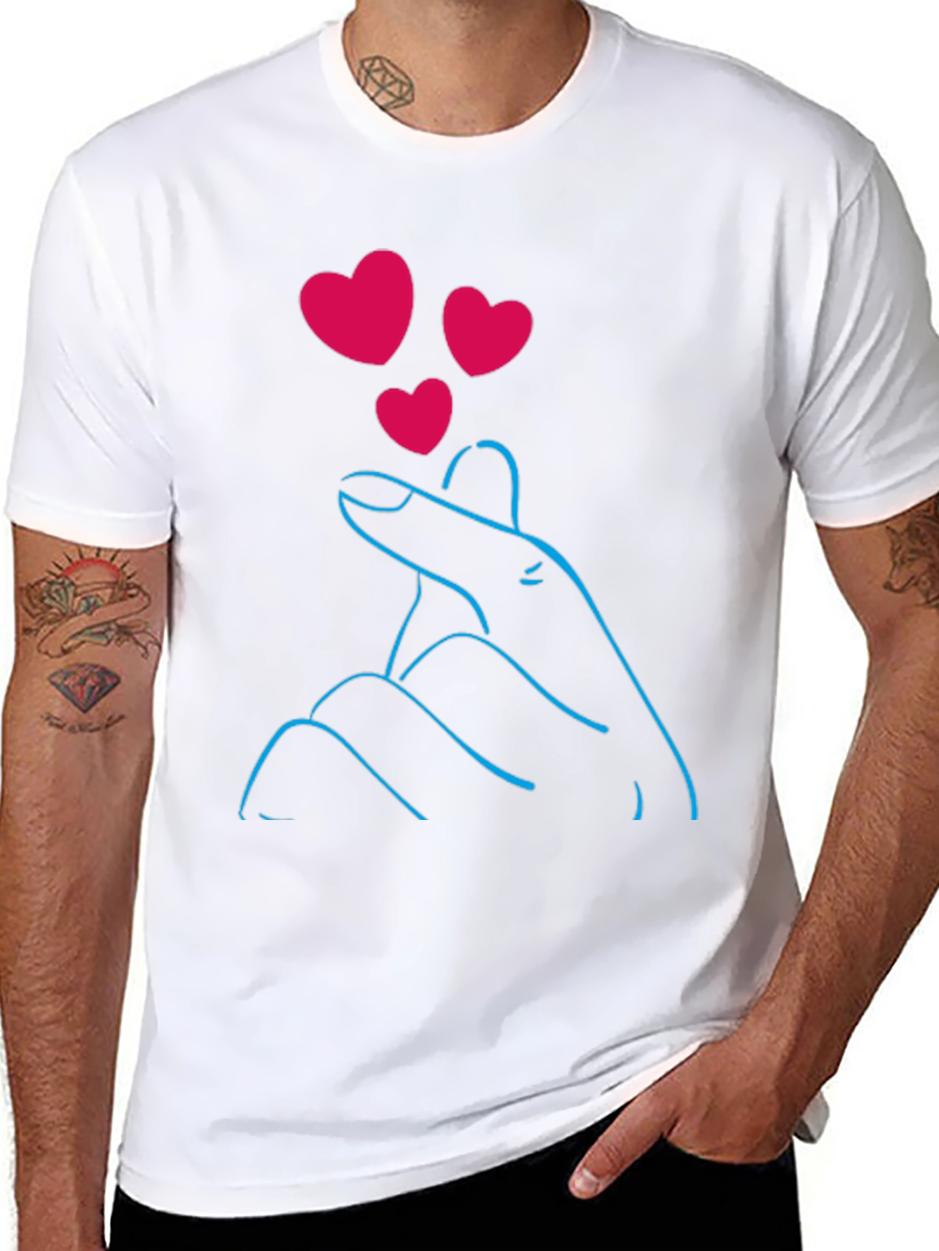 Black Heart Hand Gesture Graphic Tee view 8