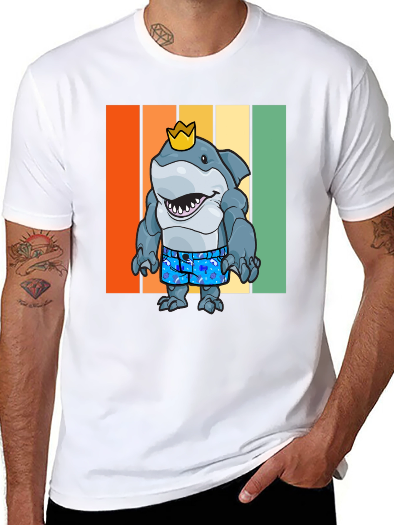 Black Shark King Graphic T-Shirt - Retro Style view 8