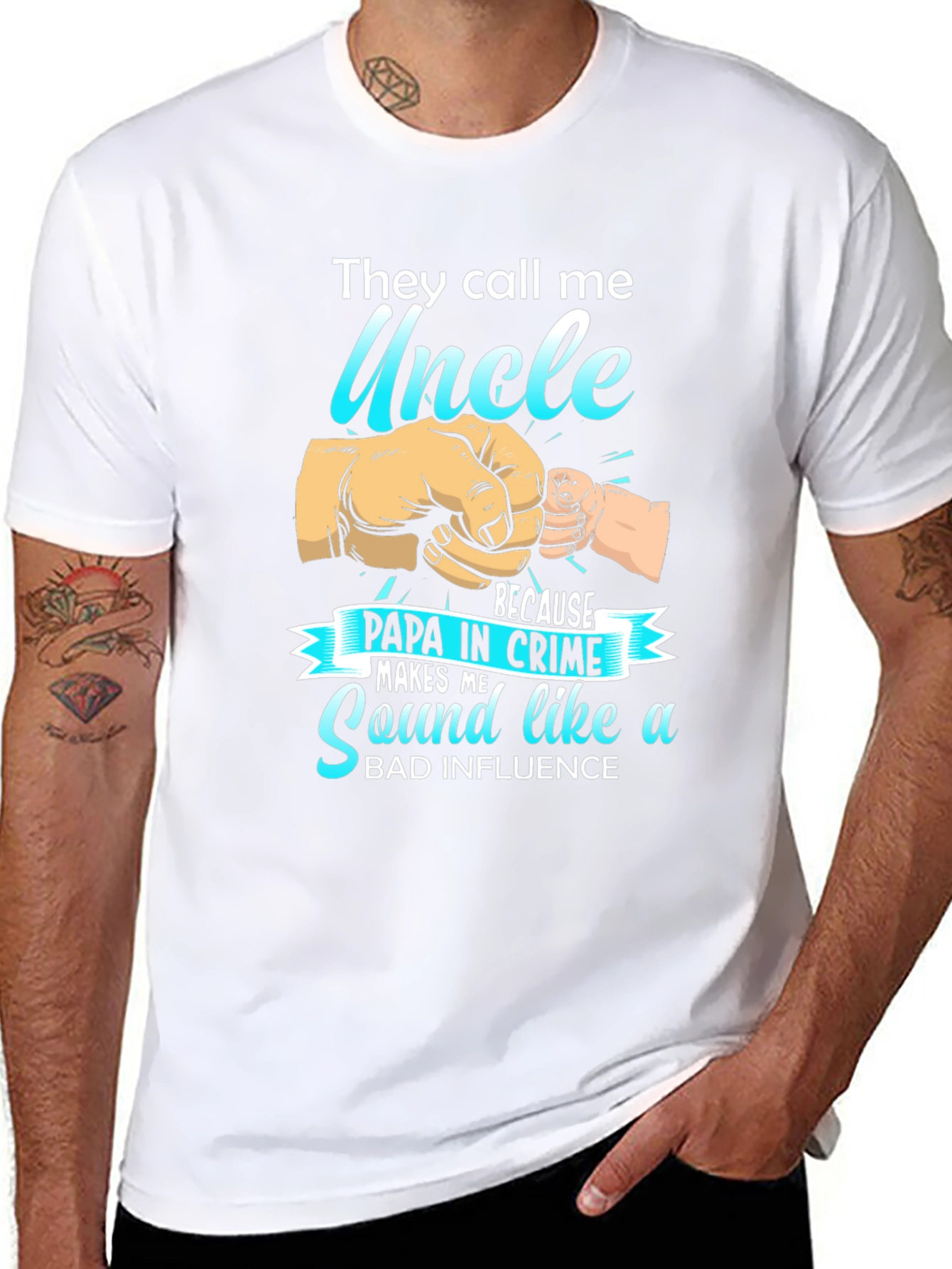 Black Uncle Papa in Crime Graphic T-Shirt view 8