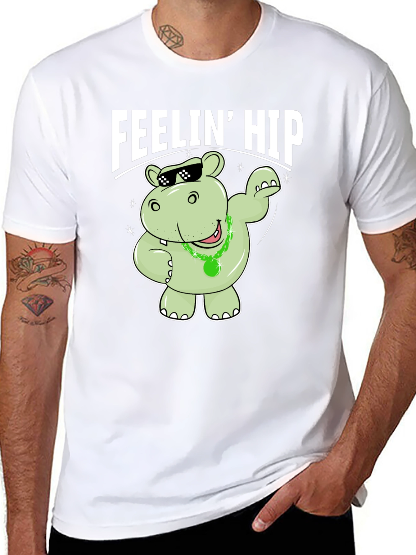 Black Feelin' Hip Hippo T-Shirt - Black view 8