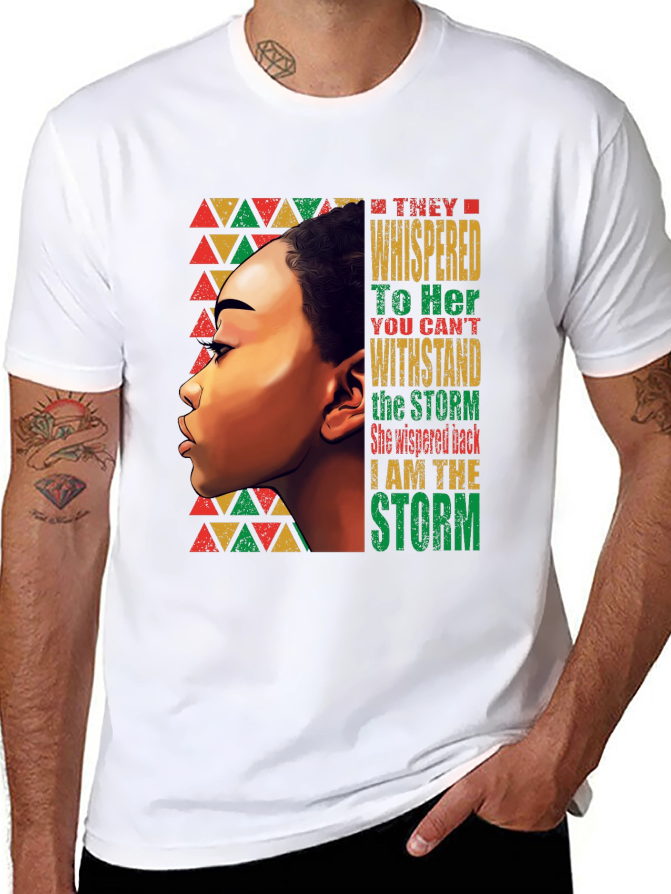Black Empowered Woman T-Shirt: "I Am The Storm" view 8