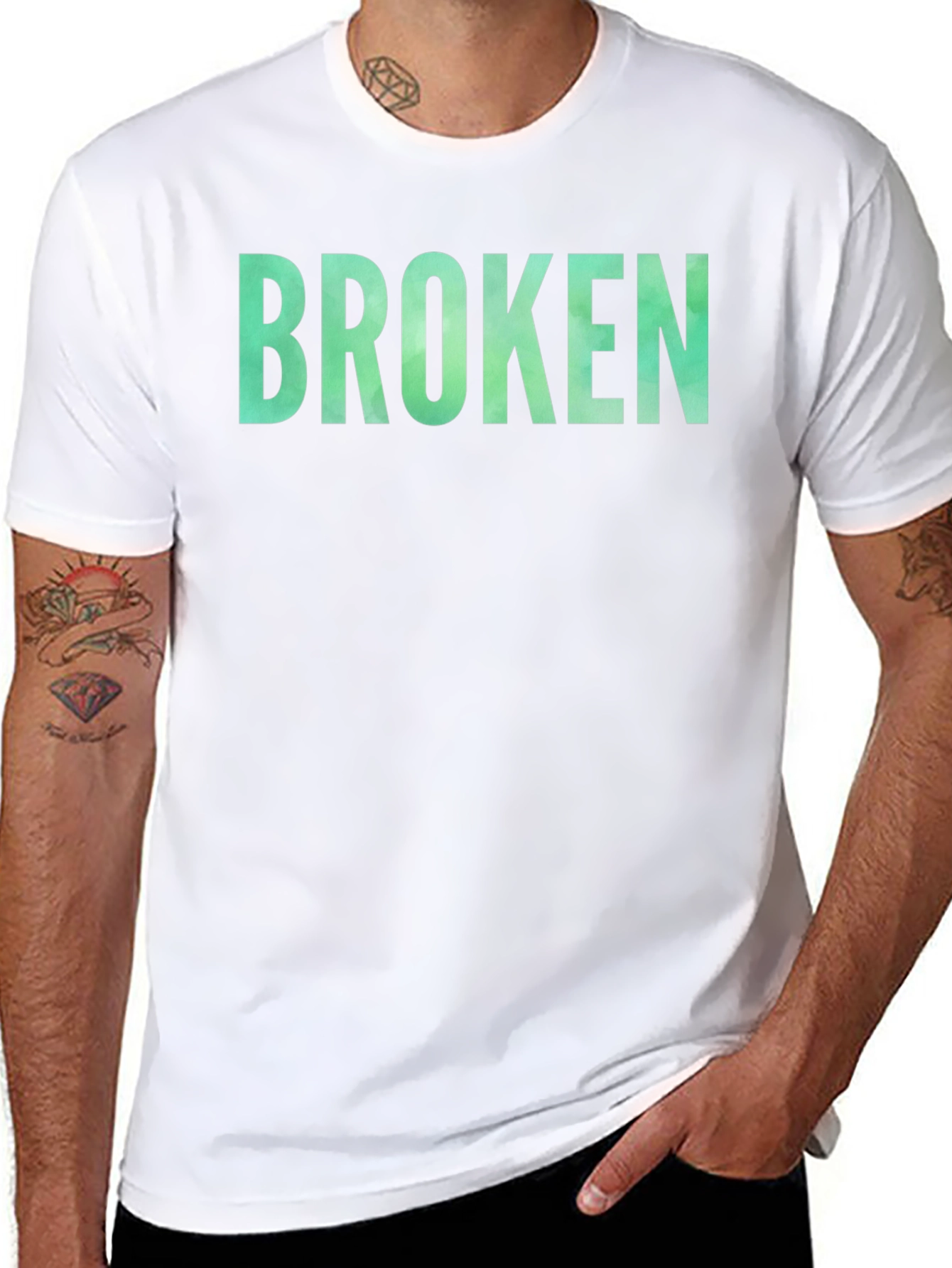 Black "Broken" Graphic Tee - Casual Black T-Shirt view 8