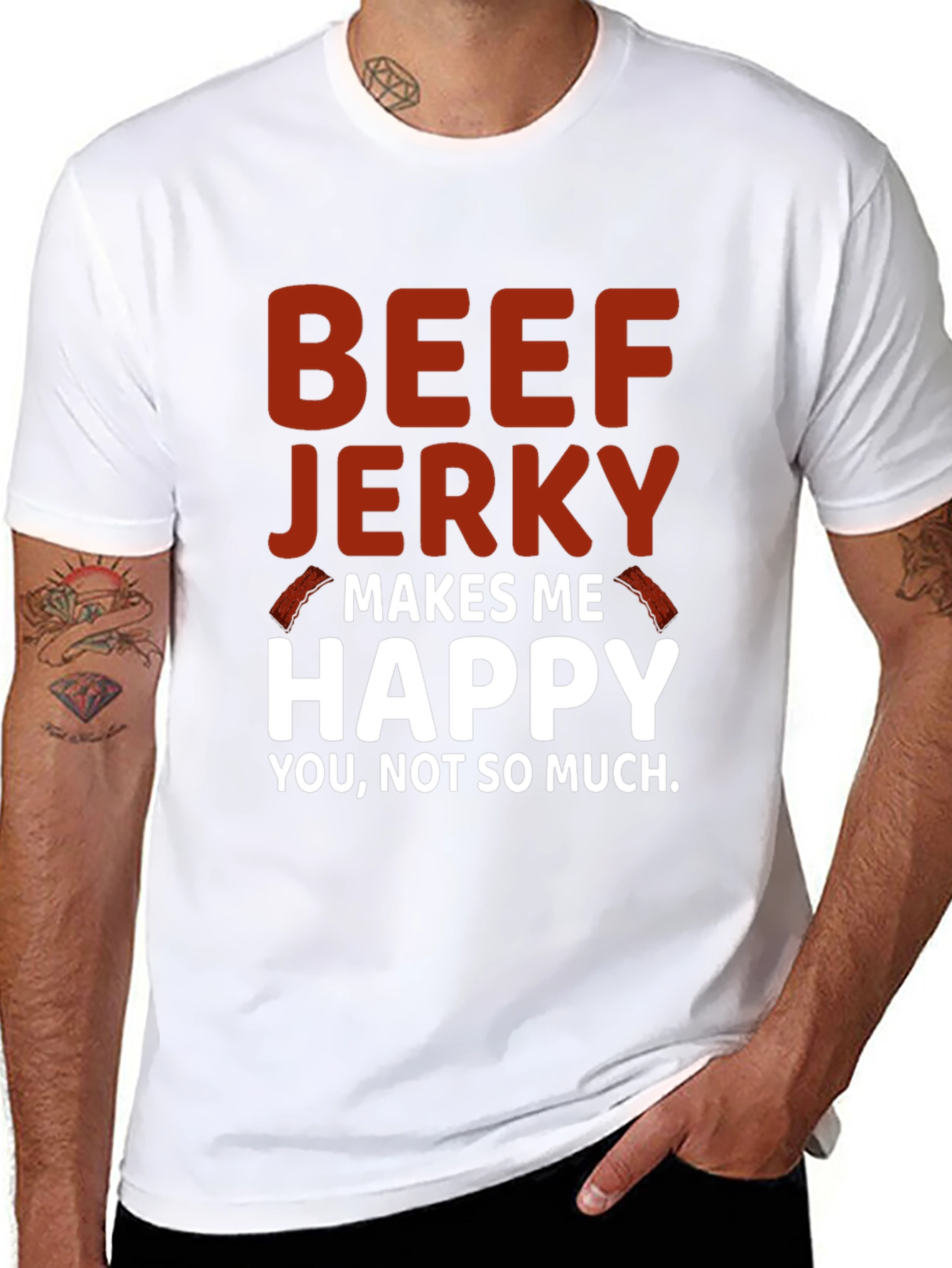 Black Beef Jerky Makes Me Happy Graphic Tee view 8