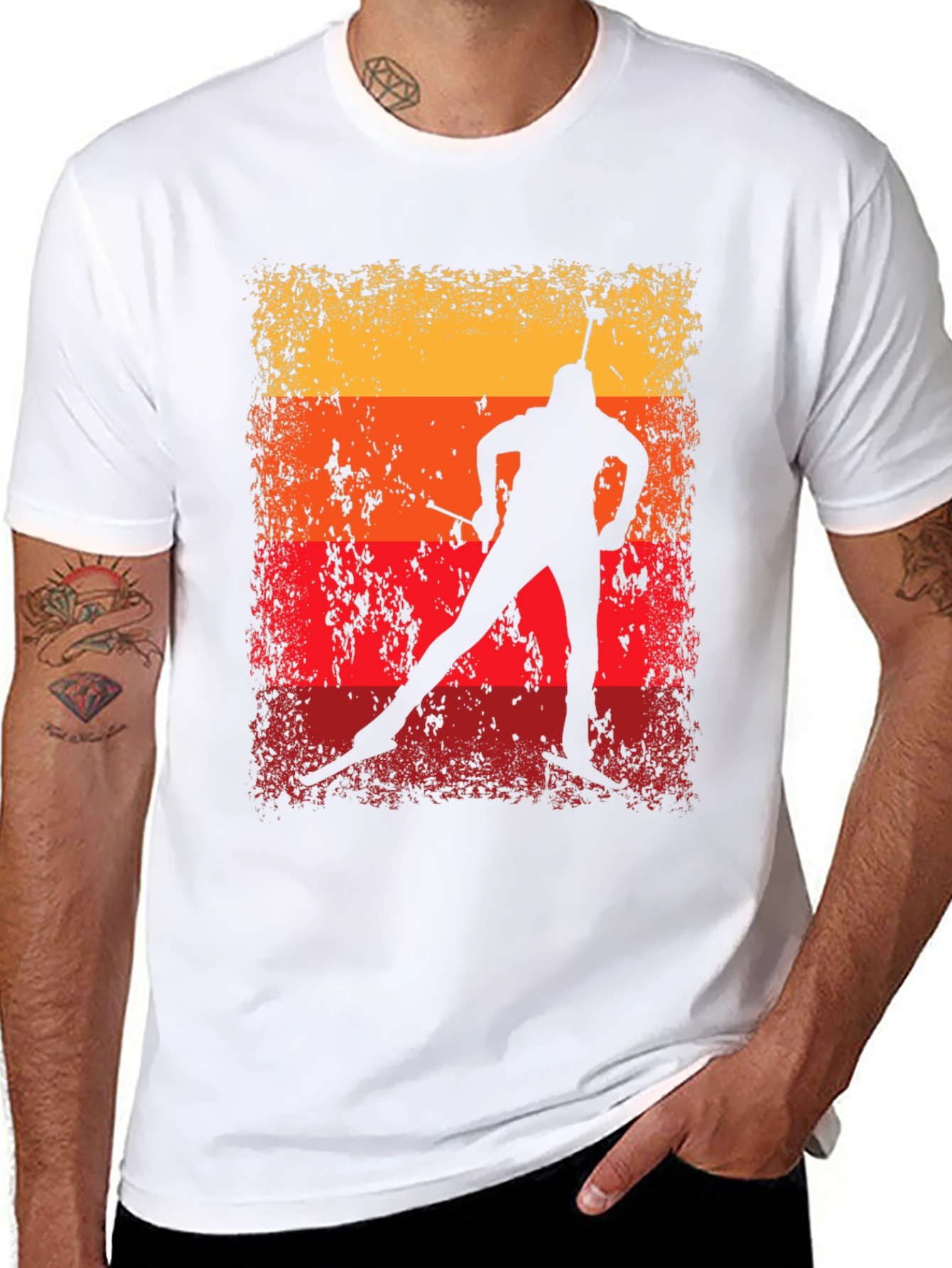 Black Vintage Biathlon T-Shirt - Retro Athlete Design view 8