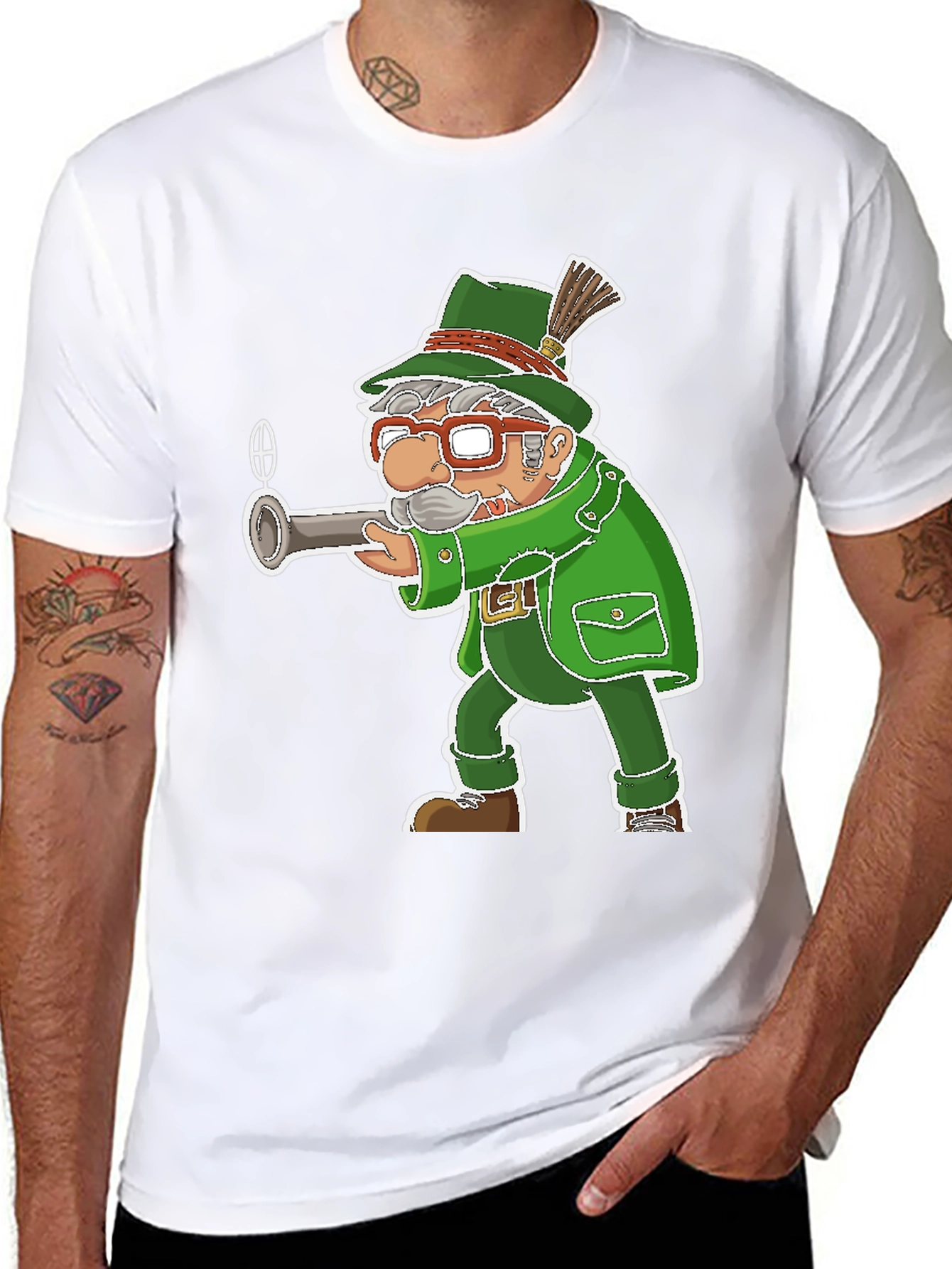 Black Cartoon Hunter T-Shirt - Novelty Graphic Tee view 8