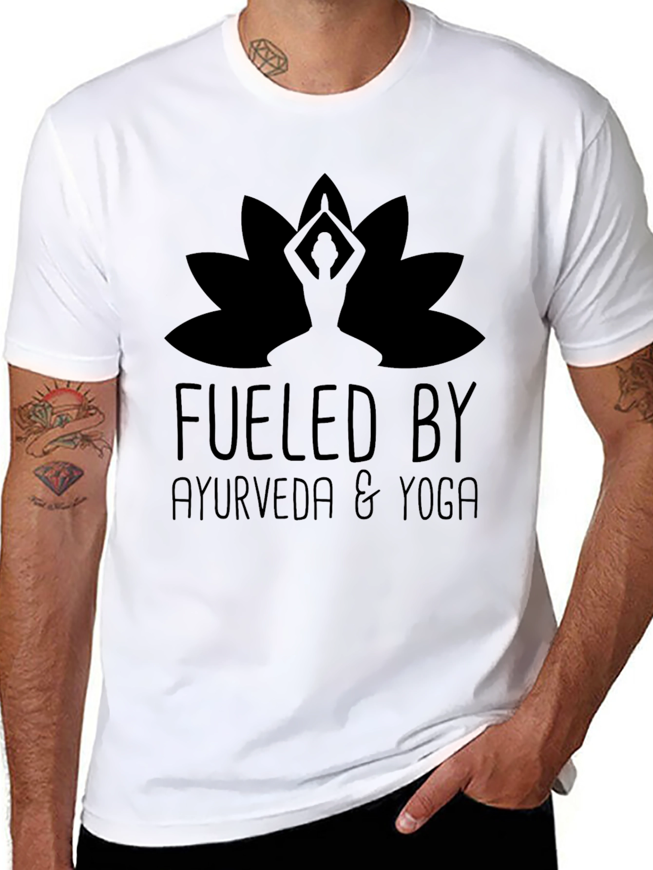 Fueled By Ayurveda & Yoga Black T-Shirt - 8