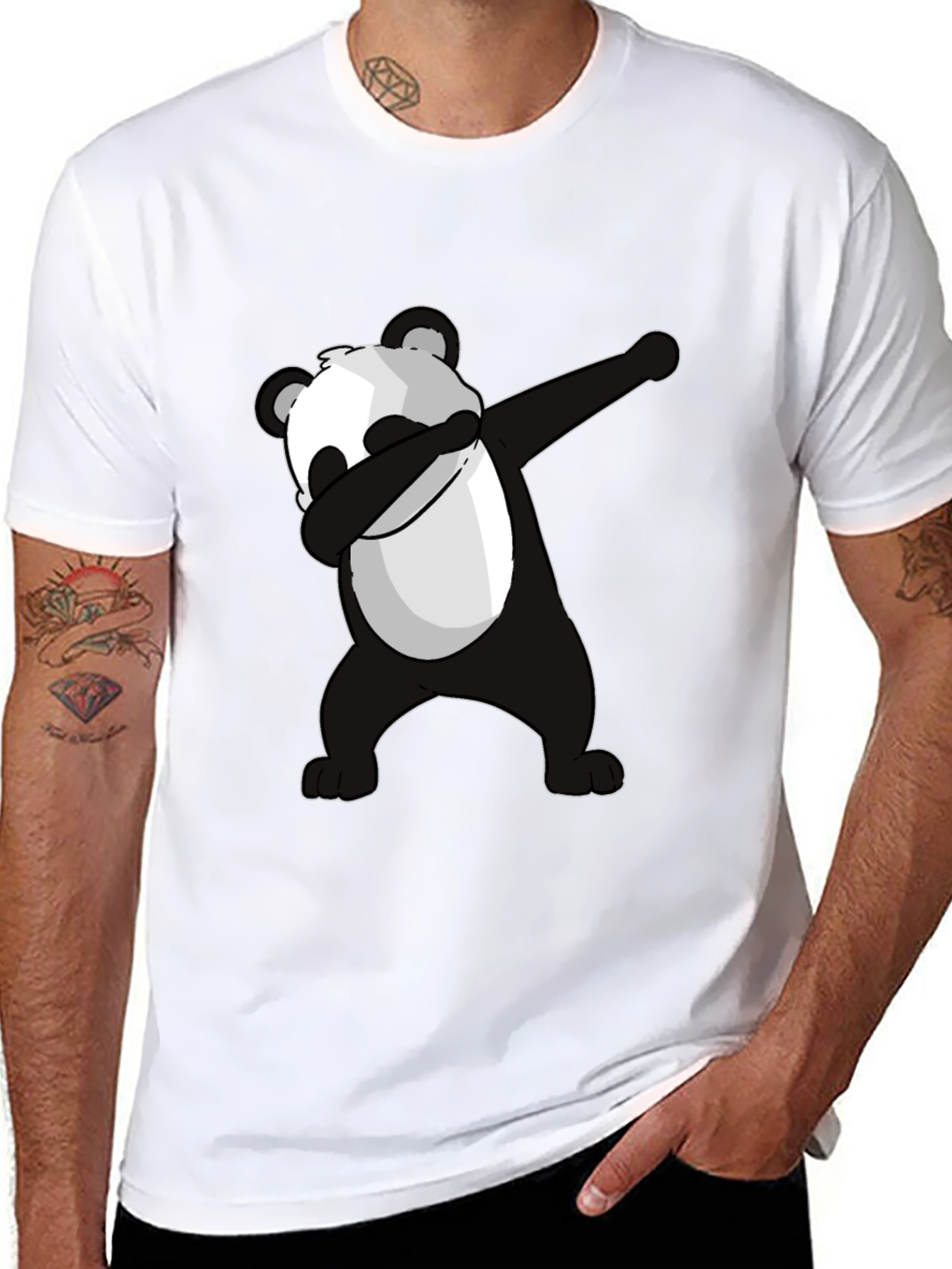Black Dabbing Panda Graphic Tee - Men's Black T-Shirt view 8