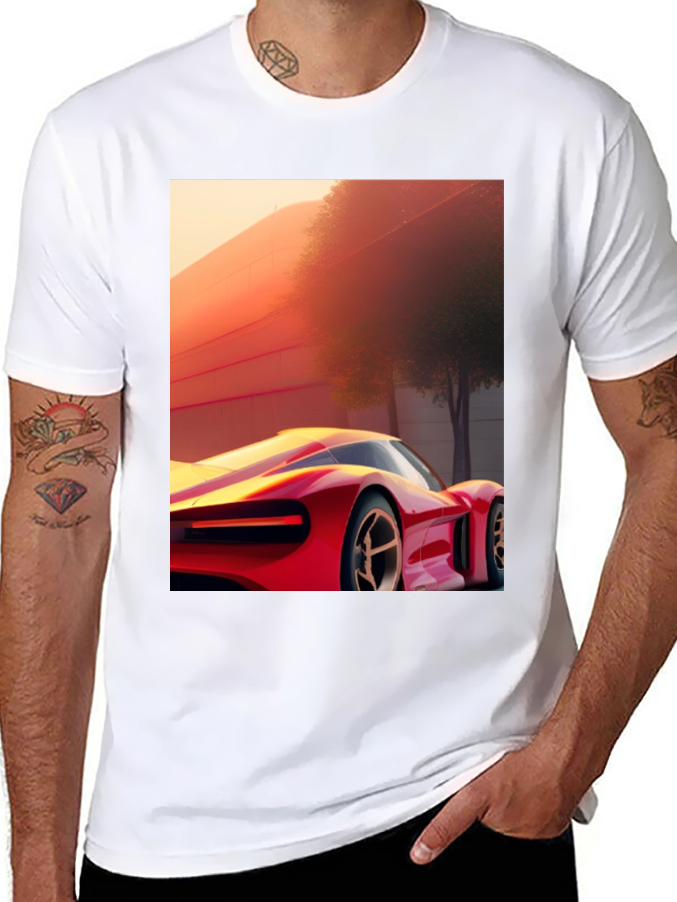 Black Sleek Car Graphic Tee - Modern Streetwear Style view 8