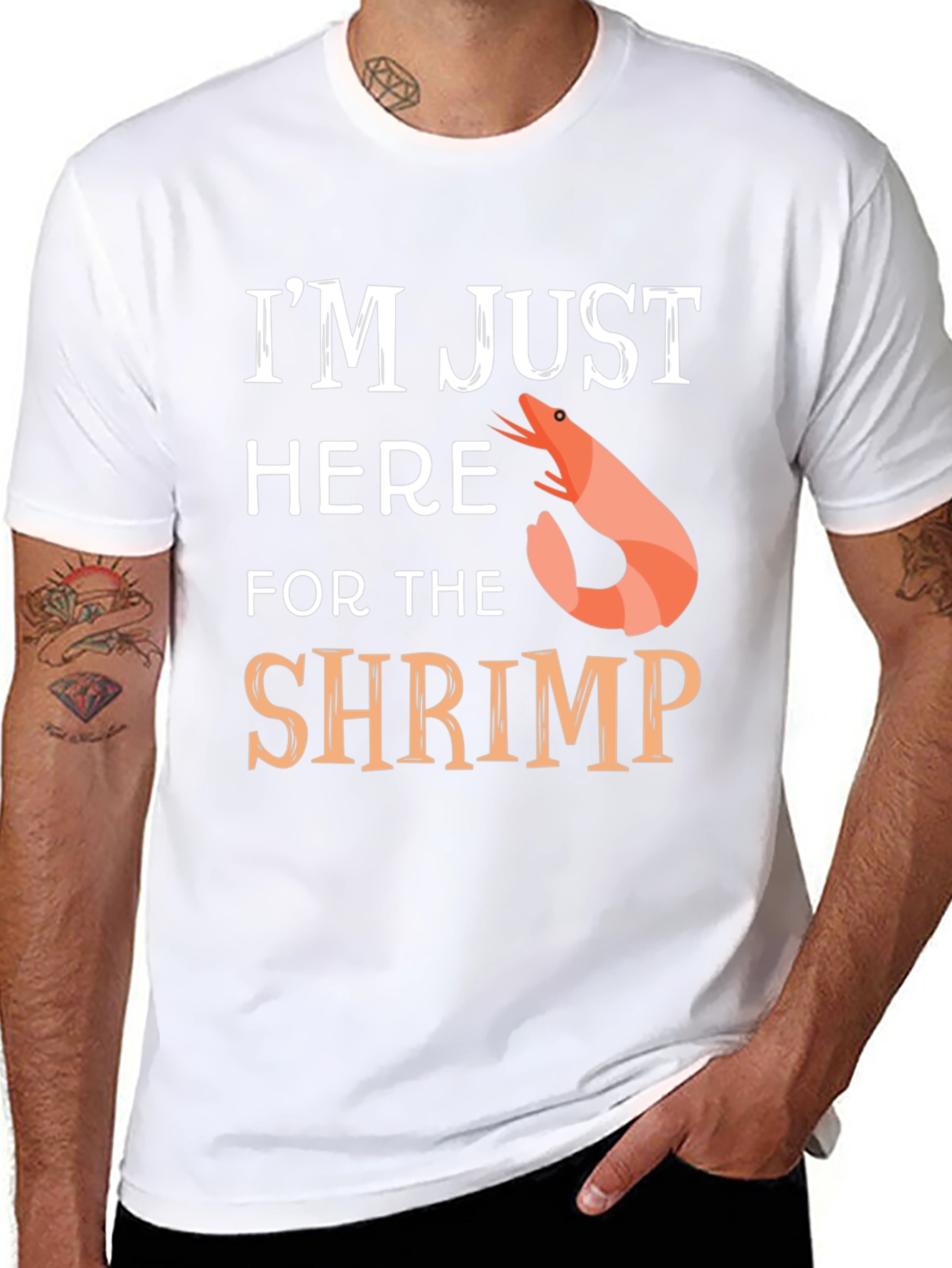 Black Shrimp Lover T-Shirt - I'm Just Here for the Shrimp view 8
