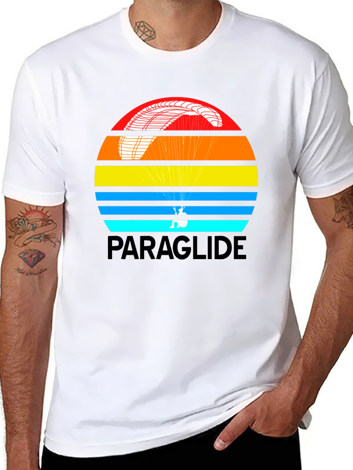 Black Paraglide Retro Style Graphic T-Shirt view 8