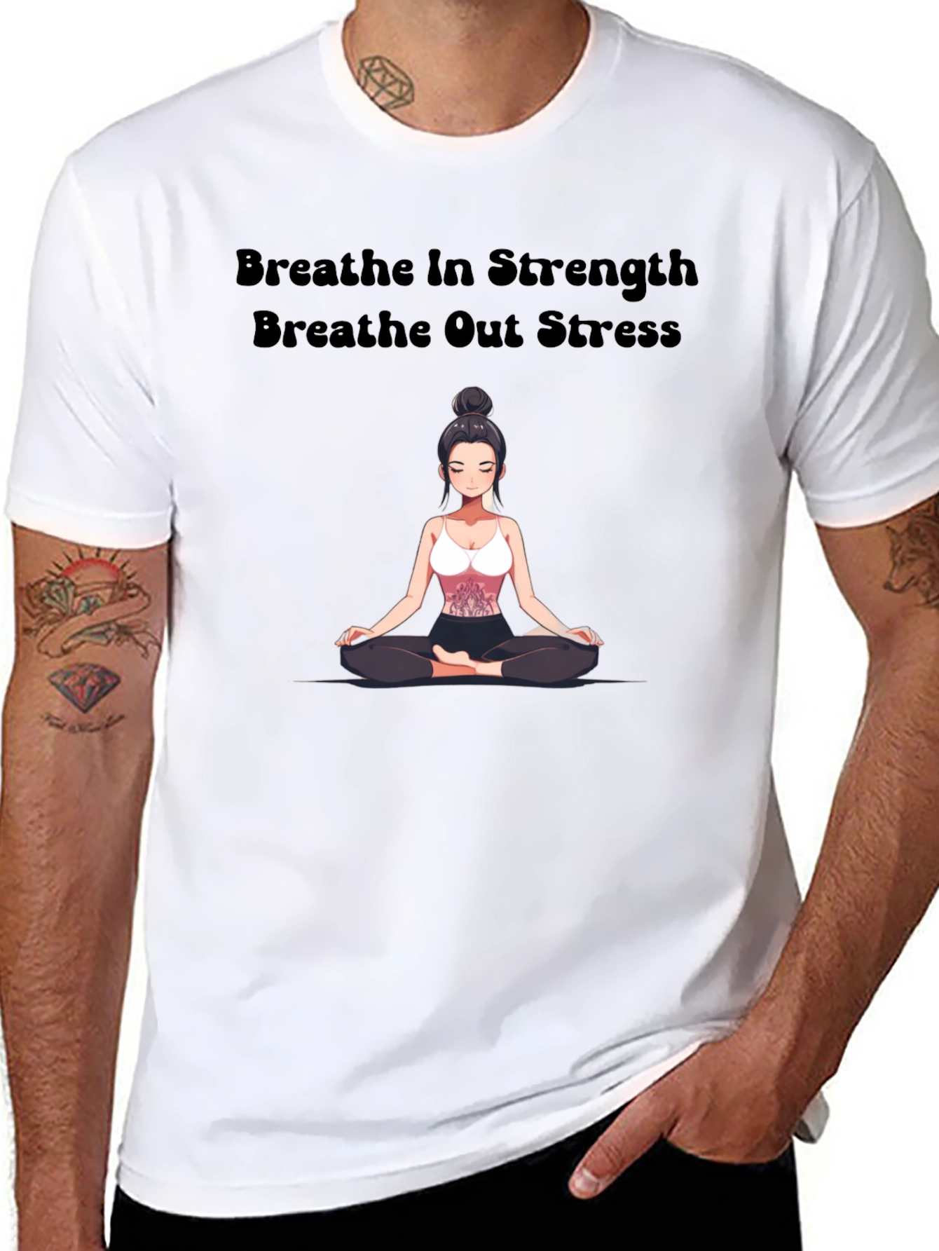 Black Breathe In Strength Graphic T-Shirt view 8