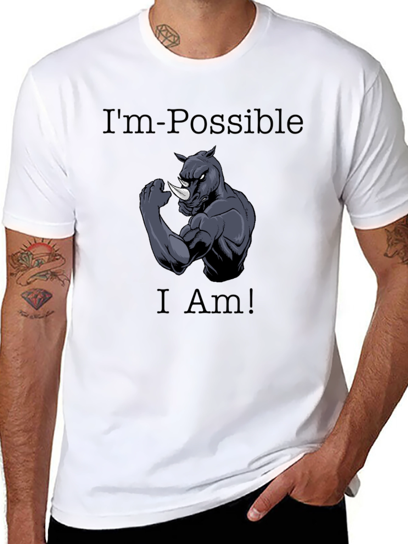 Black I'm Possible Rhino Graphic Tee - Black view 8