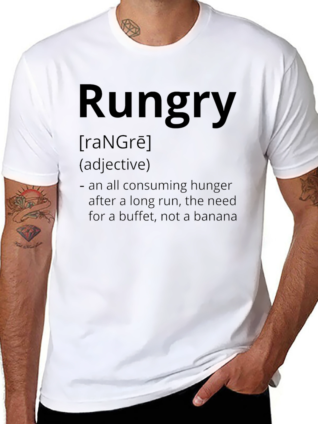 Black Rungry Funny Running Humor T-Shirt view 8