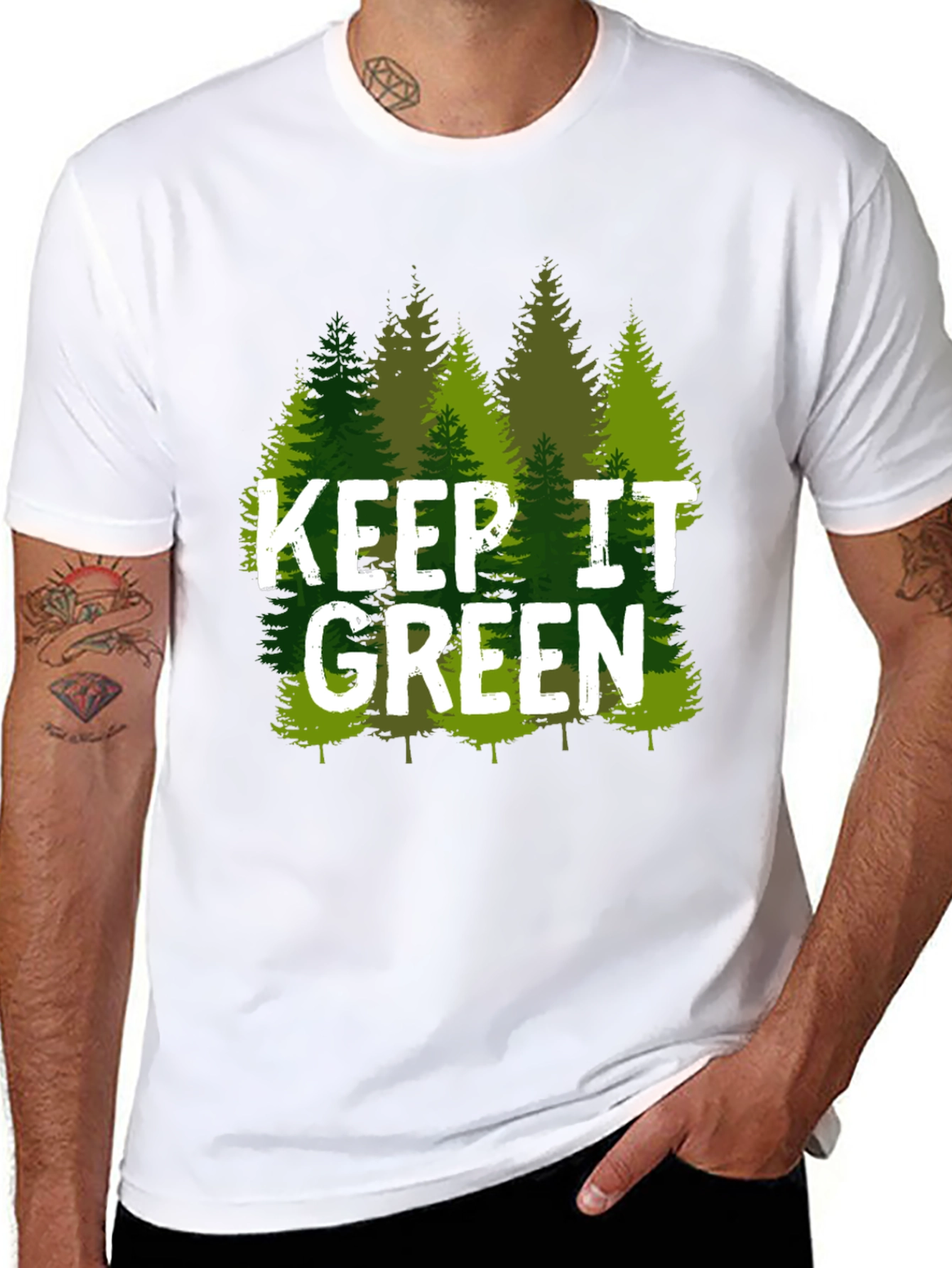 Black Keep It Green Nature Tree T-Shirt view 8