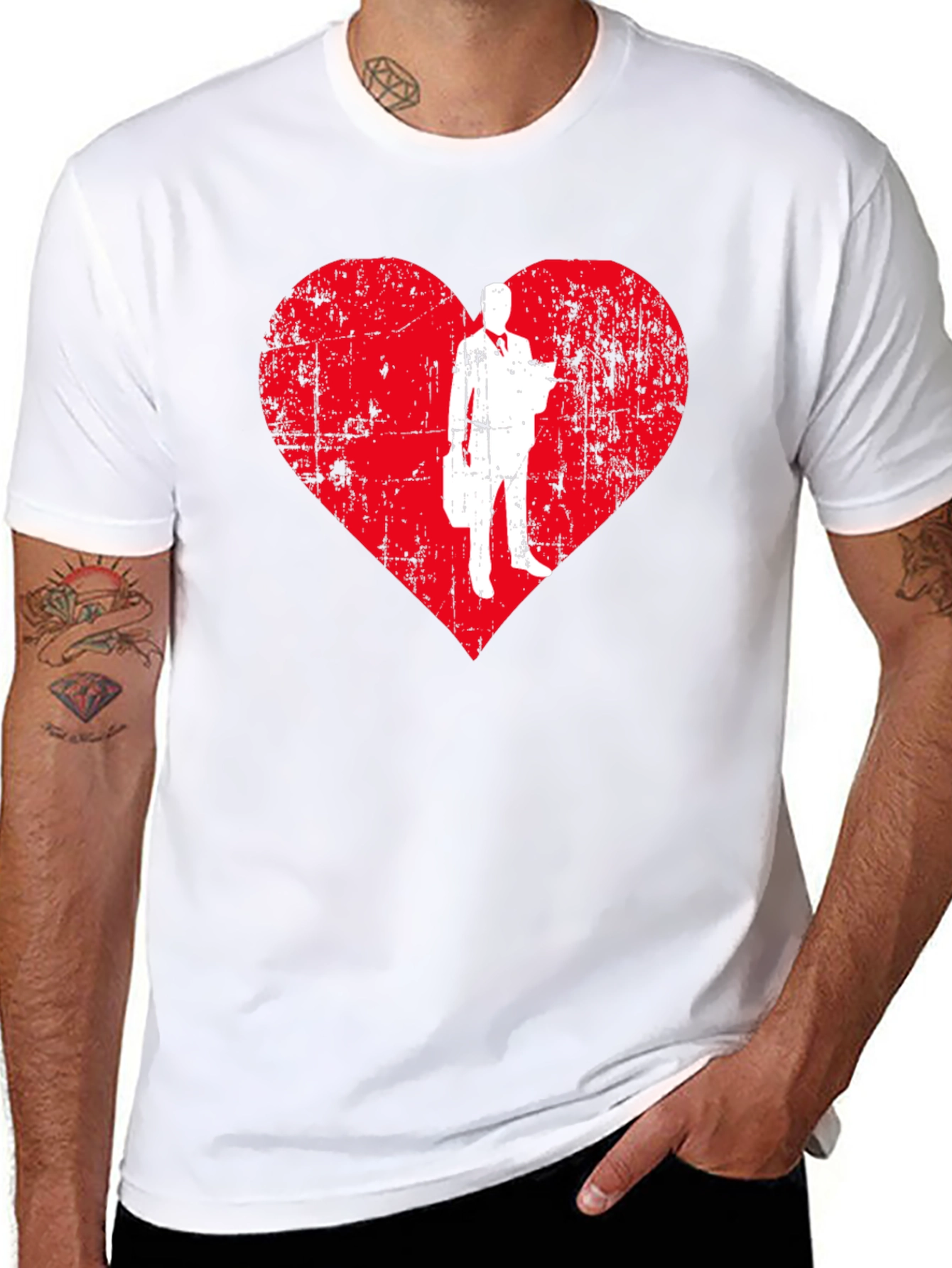 Black Business Heart T-Shirt - Trendy Graphic Tee view 8