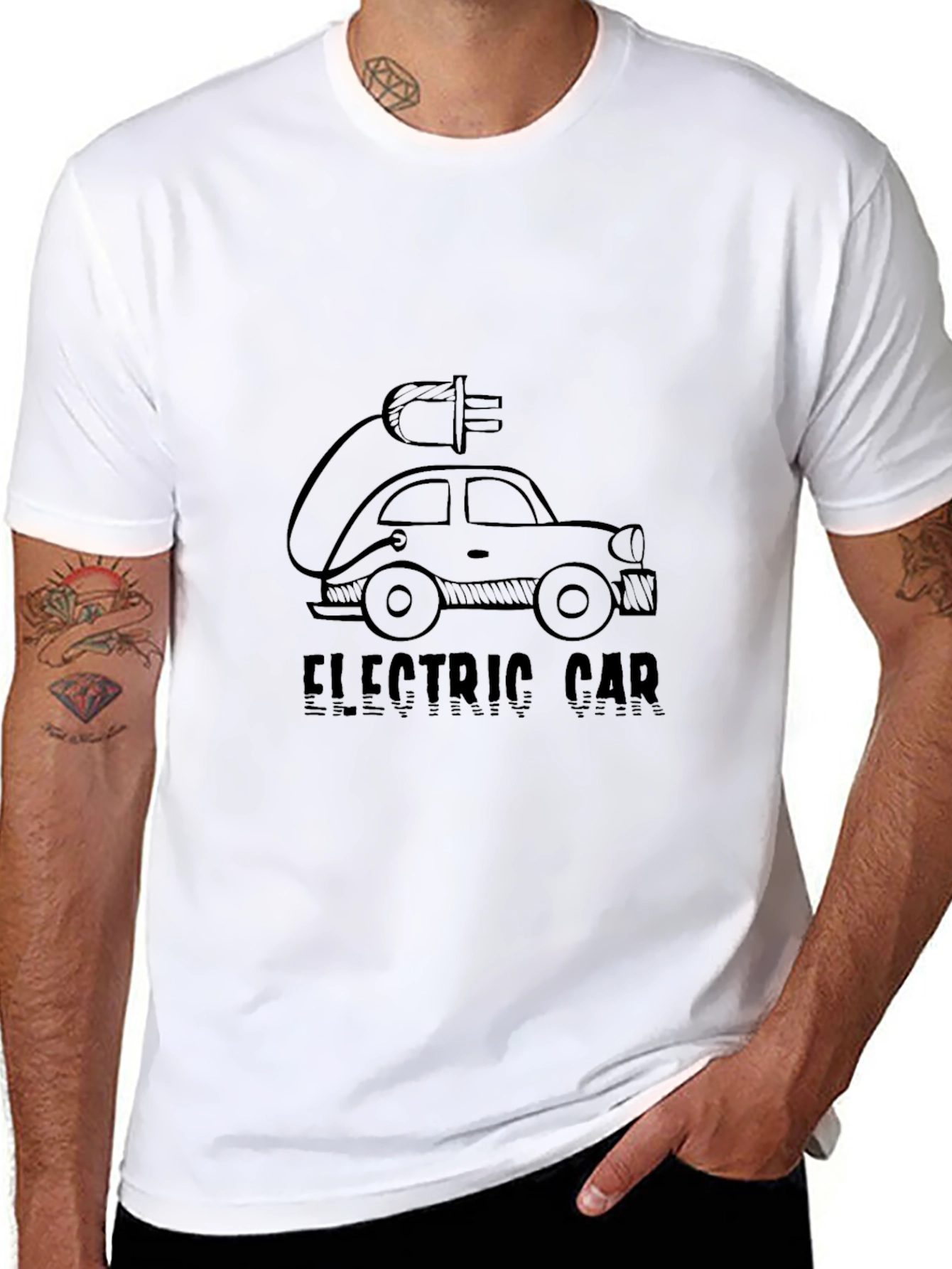 Electric Car Graphic Tee - Black Cotton Comfort - 8