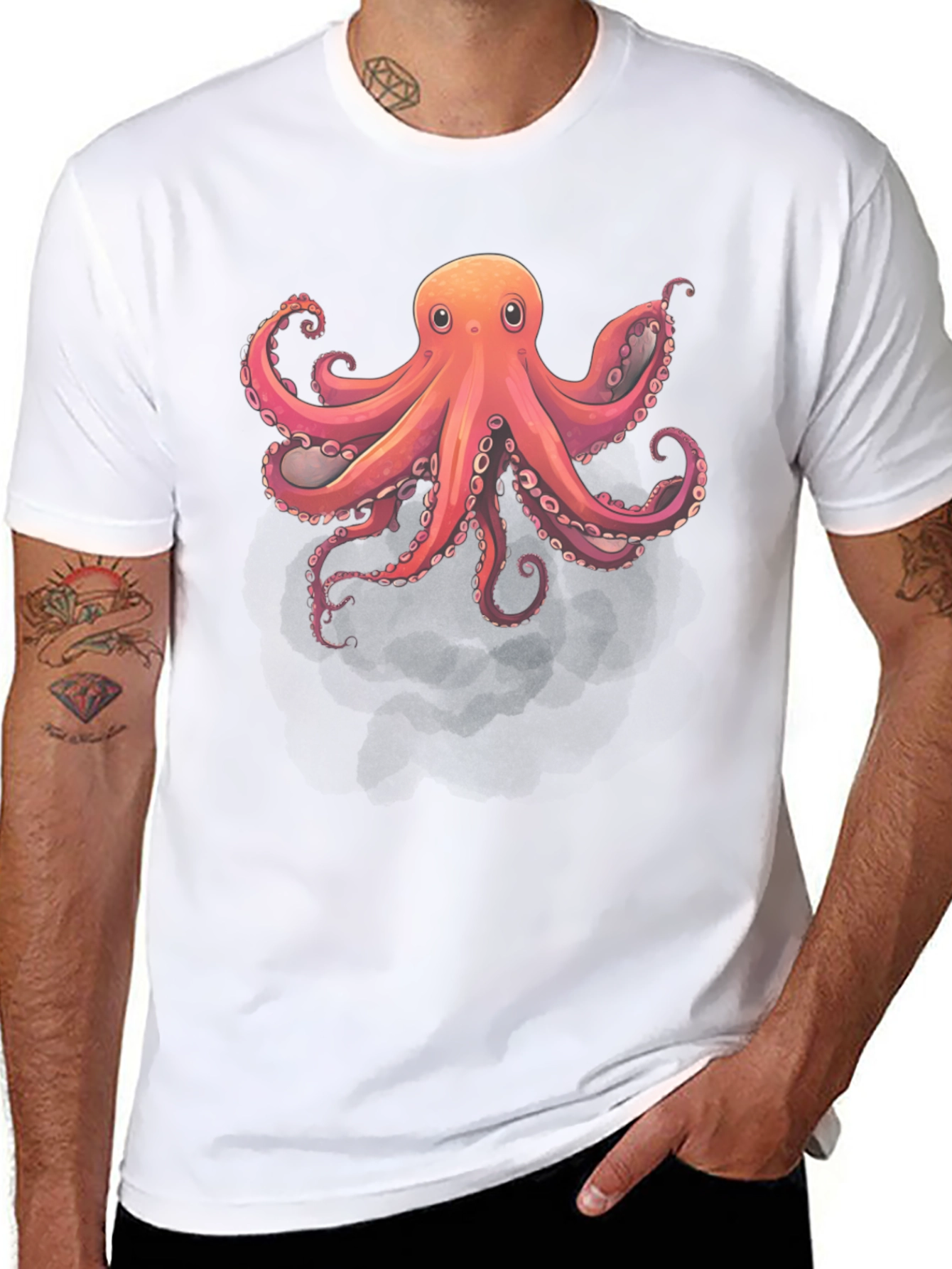Black Octopus Graphic Tee - Black Cotton Blend view 8