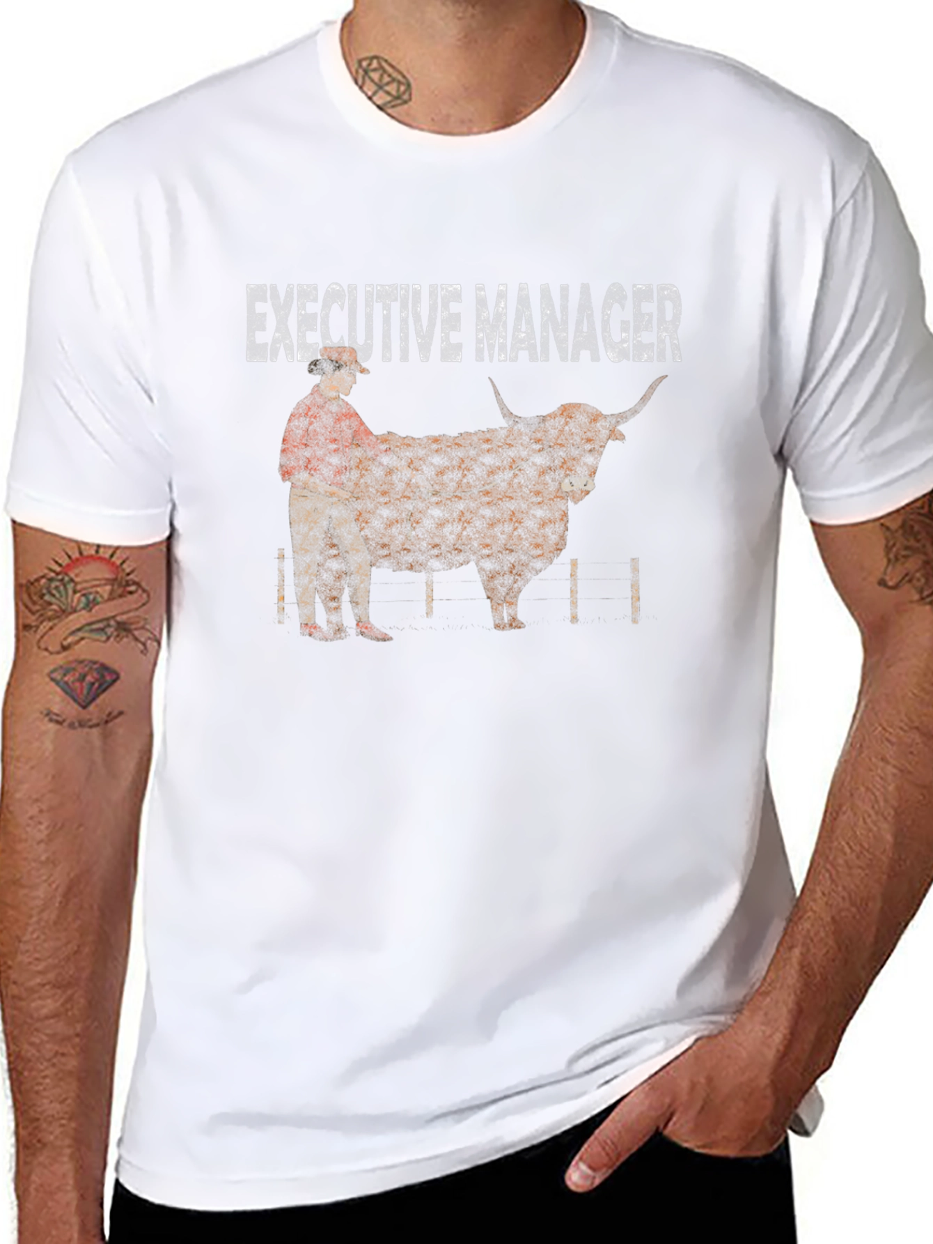 Black Executive Manager Bull T-Shirt view 8