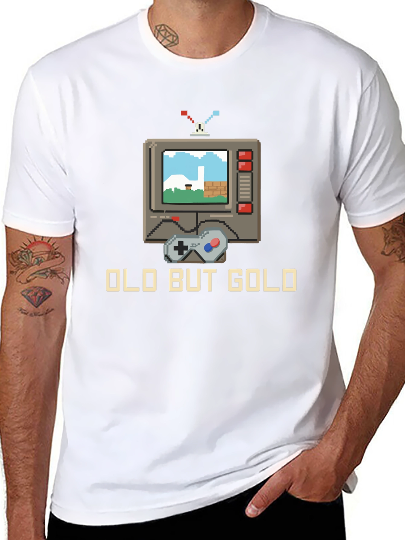 Black Retro Gaming T-Shirt - Old But Gold view 8