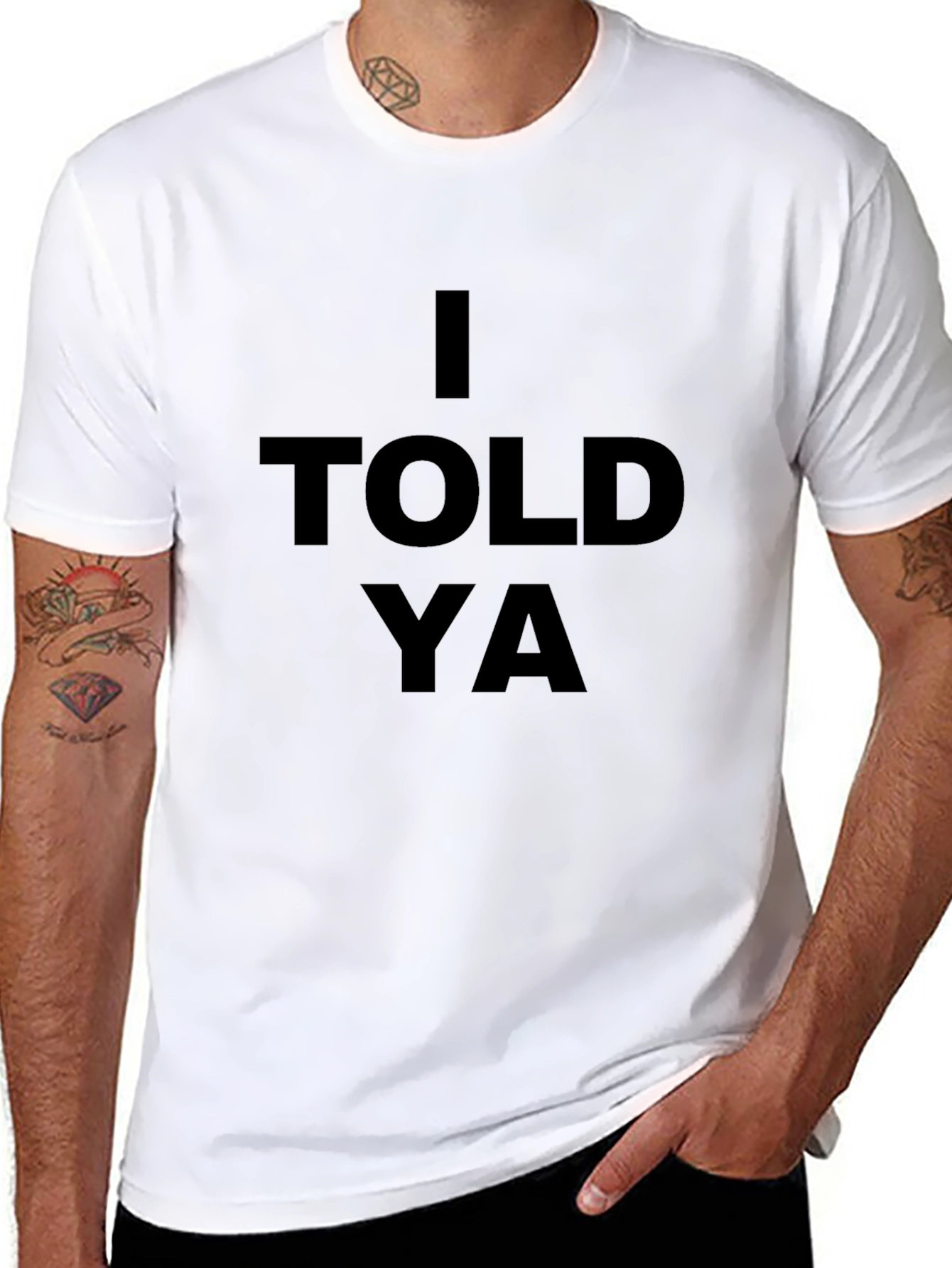 Black I Told Ya Graphic Tee - Bold Statement T-Shirt view 8