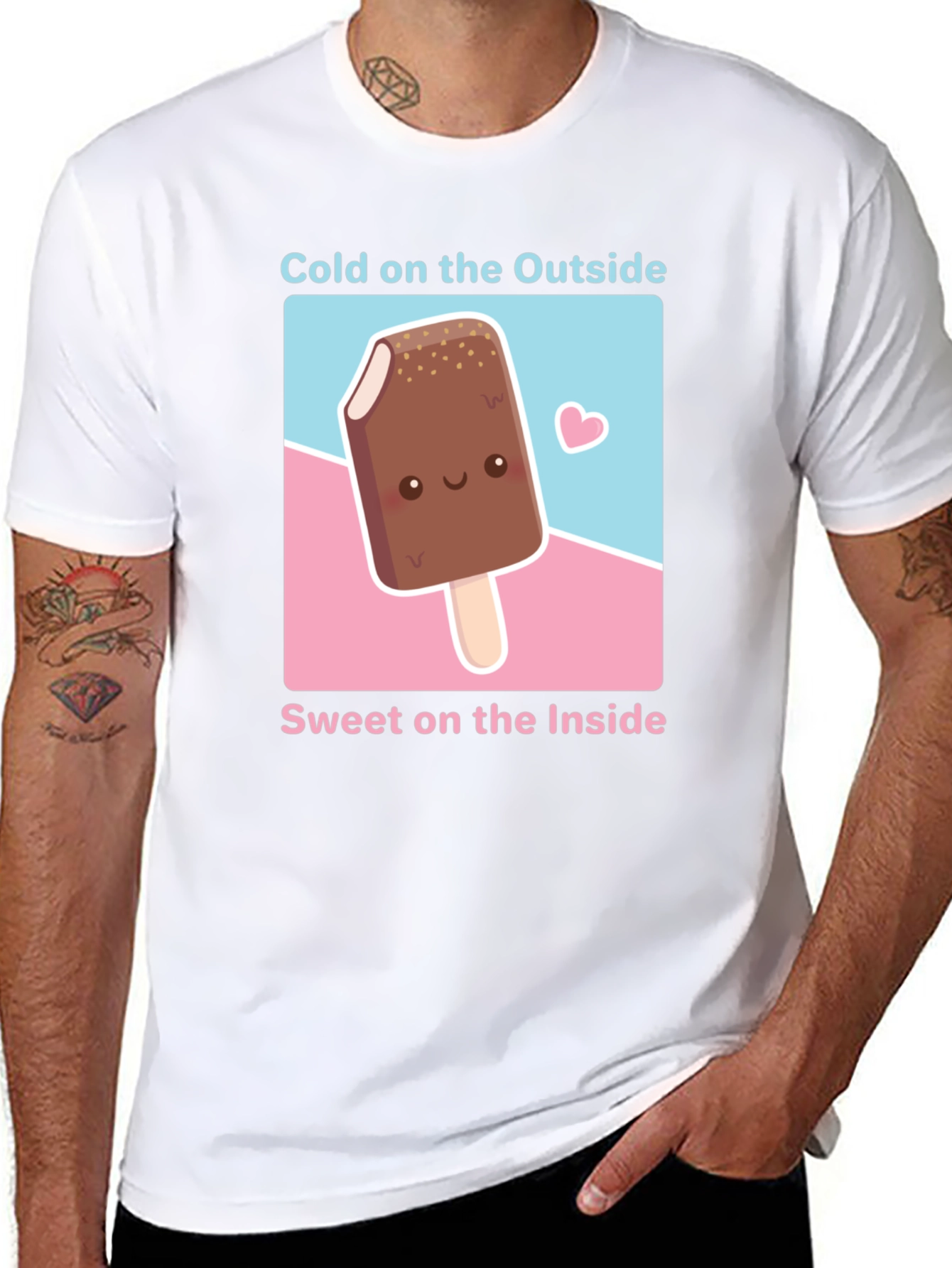 Black Cute Ice Cream T-Shirt - Cold Outside, Sweet Inside view 8