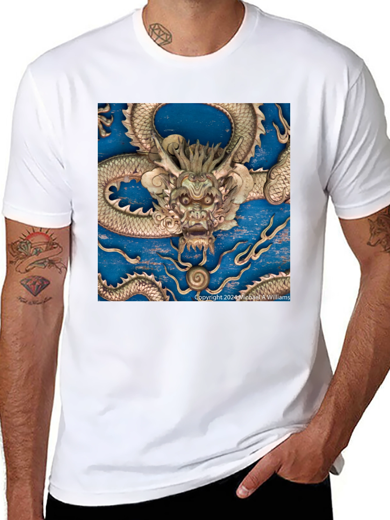 Black Dragon Carving T-Shirt view 8