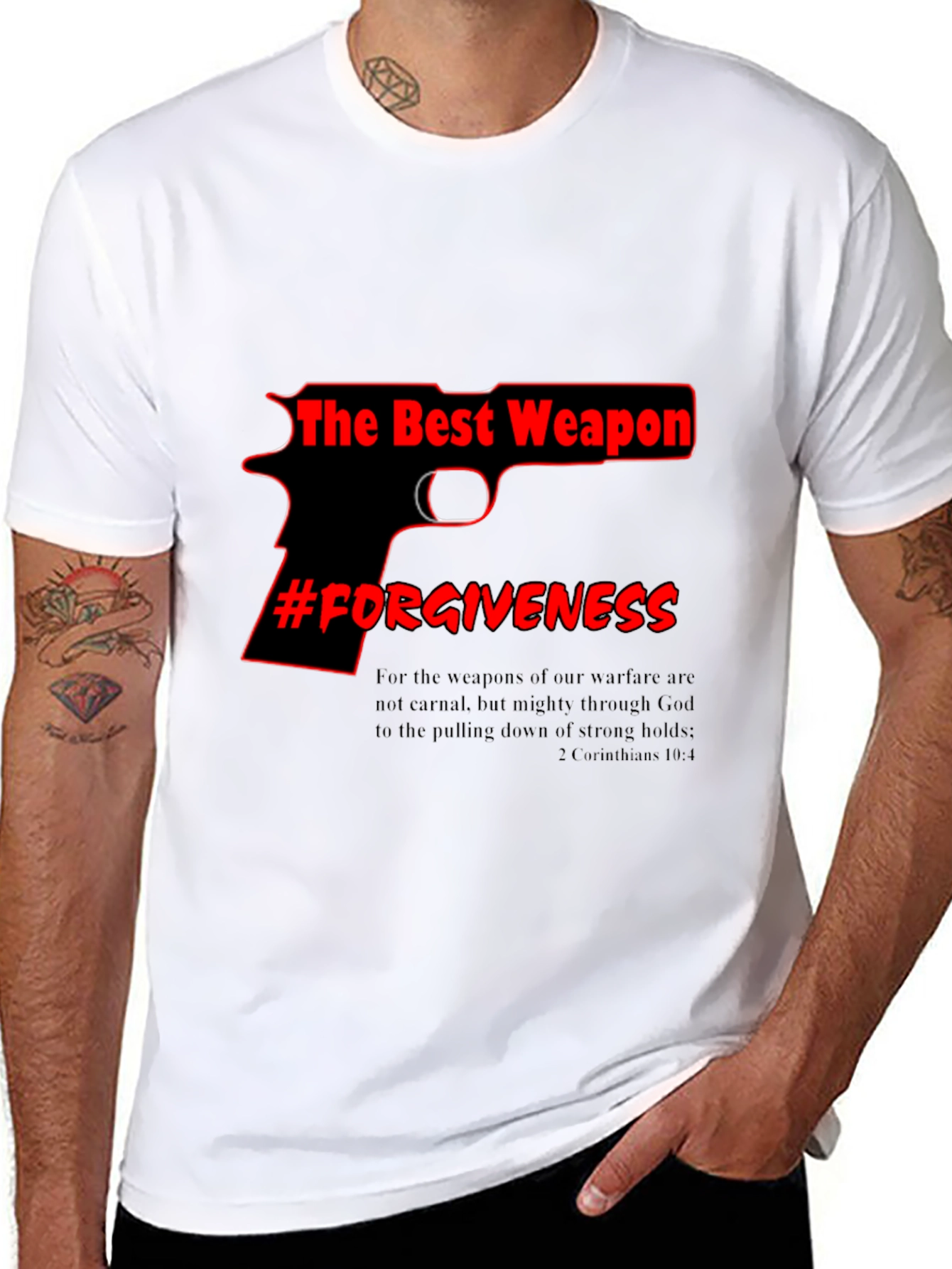Black The Best Weapon Forgiveness T-Shirt view 8