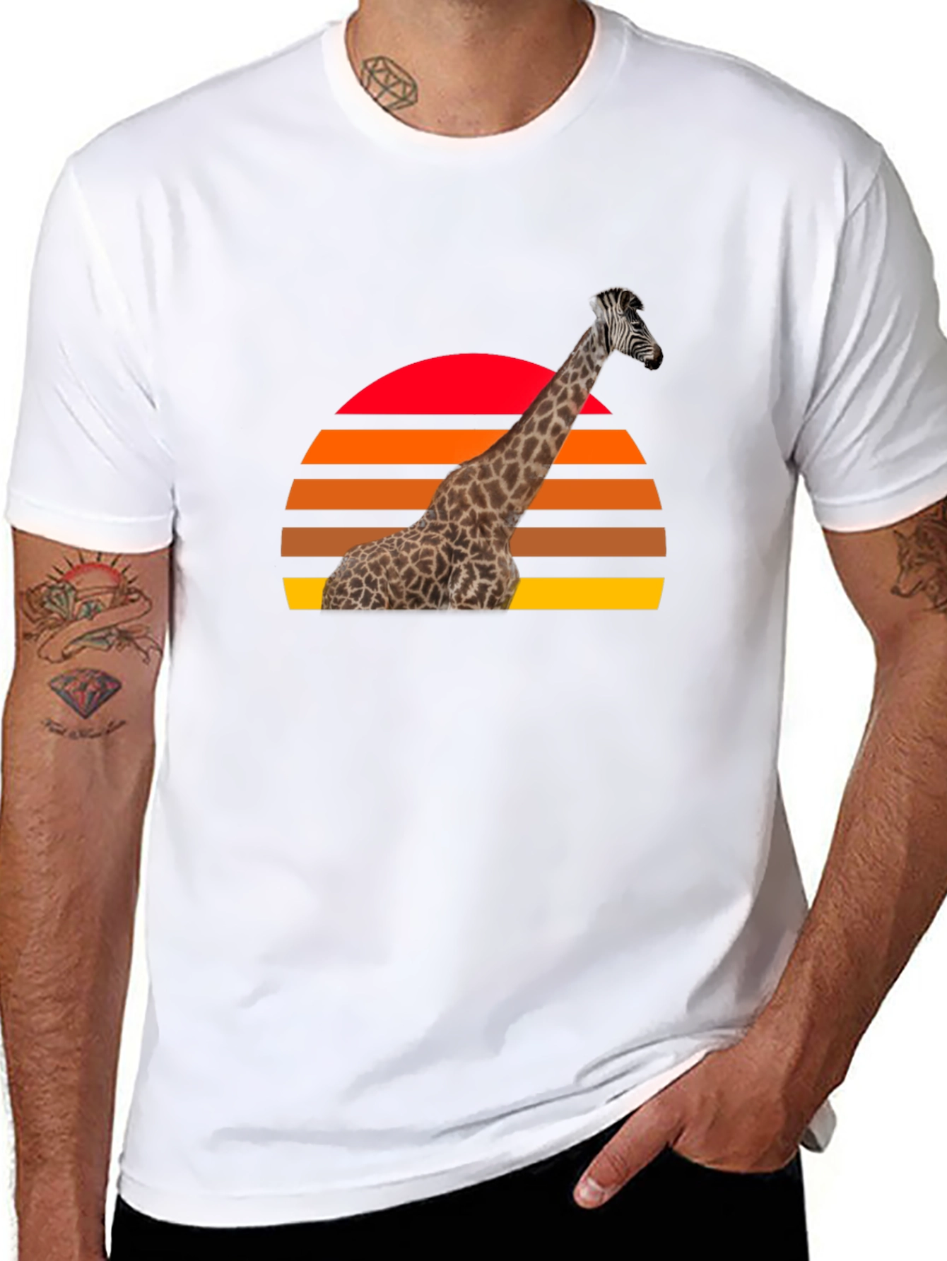 Black Giraffe Sunset Graphic Tee - Retro Style view 8