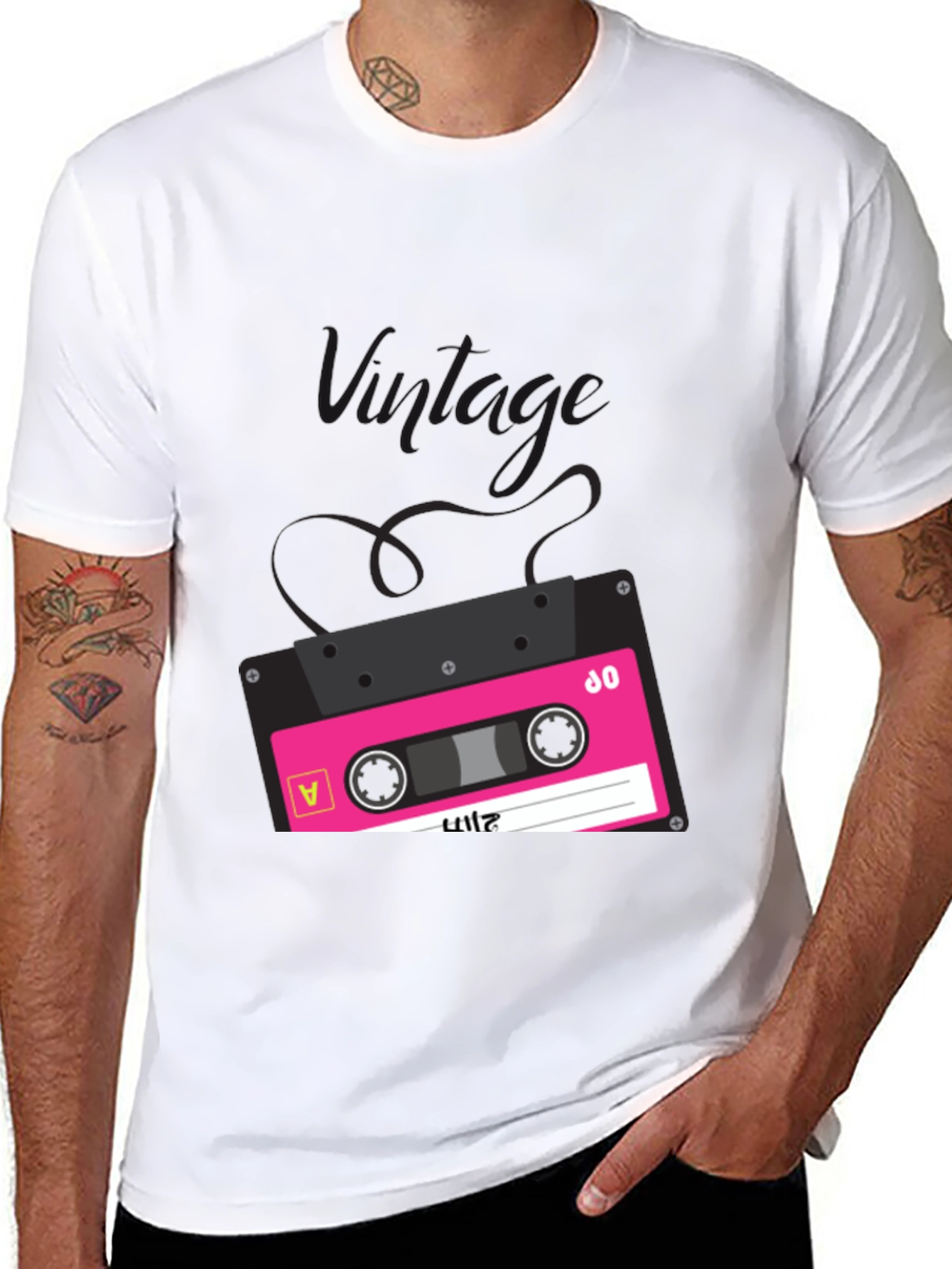 Retro Cassette Tape Graphic T-Shirt - Black - 8