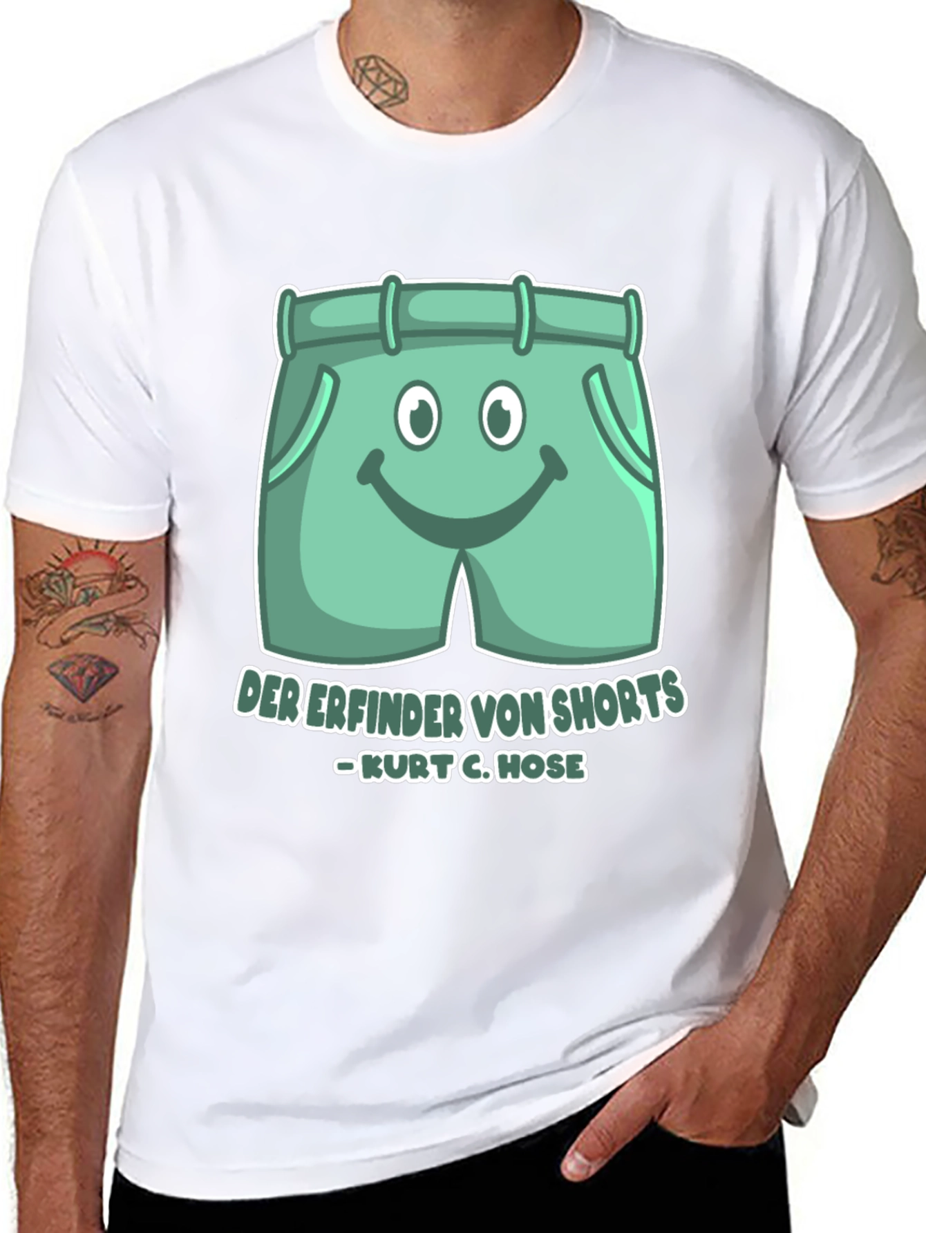 Black Funny Shorts T-Shirt - "Inventor of Shorts" view 8
