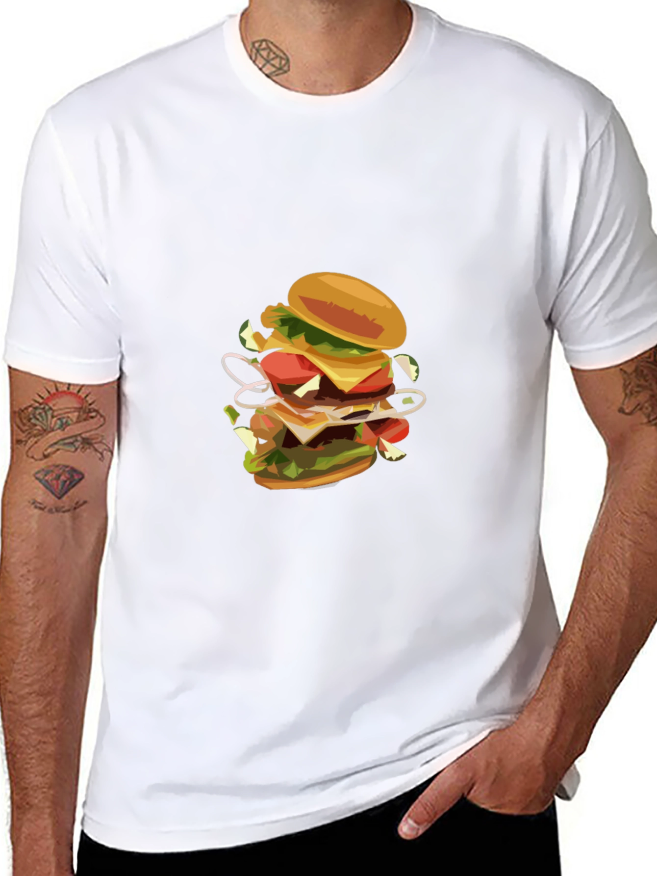 Black Burger Graphic Black T-Shirt view 8