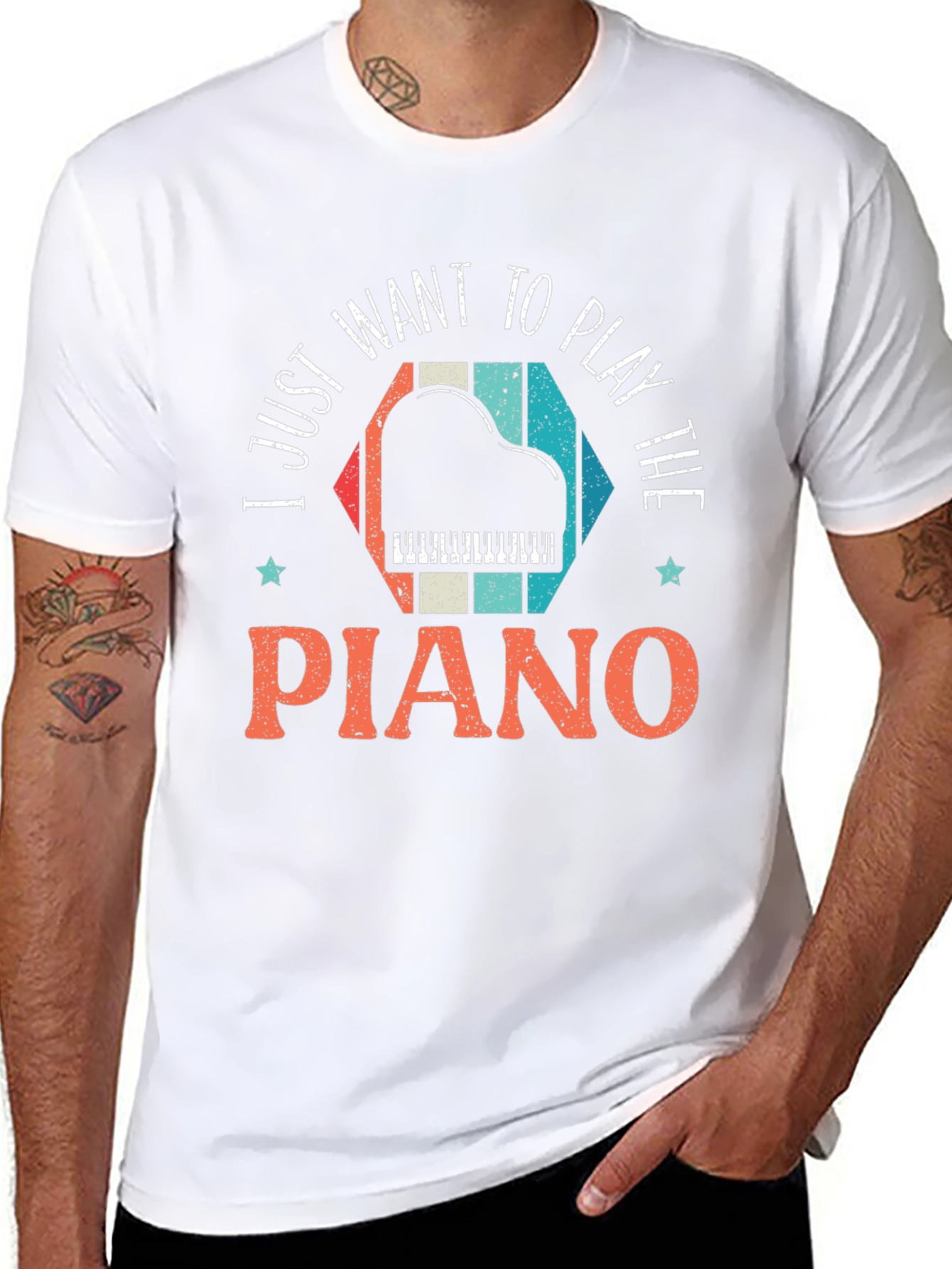 Black I Just Want To Play The Piano T-Shirt view 8
