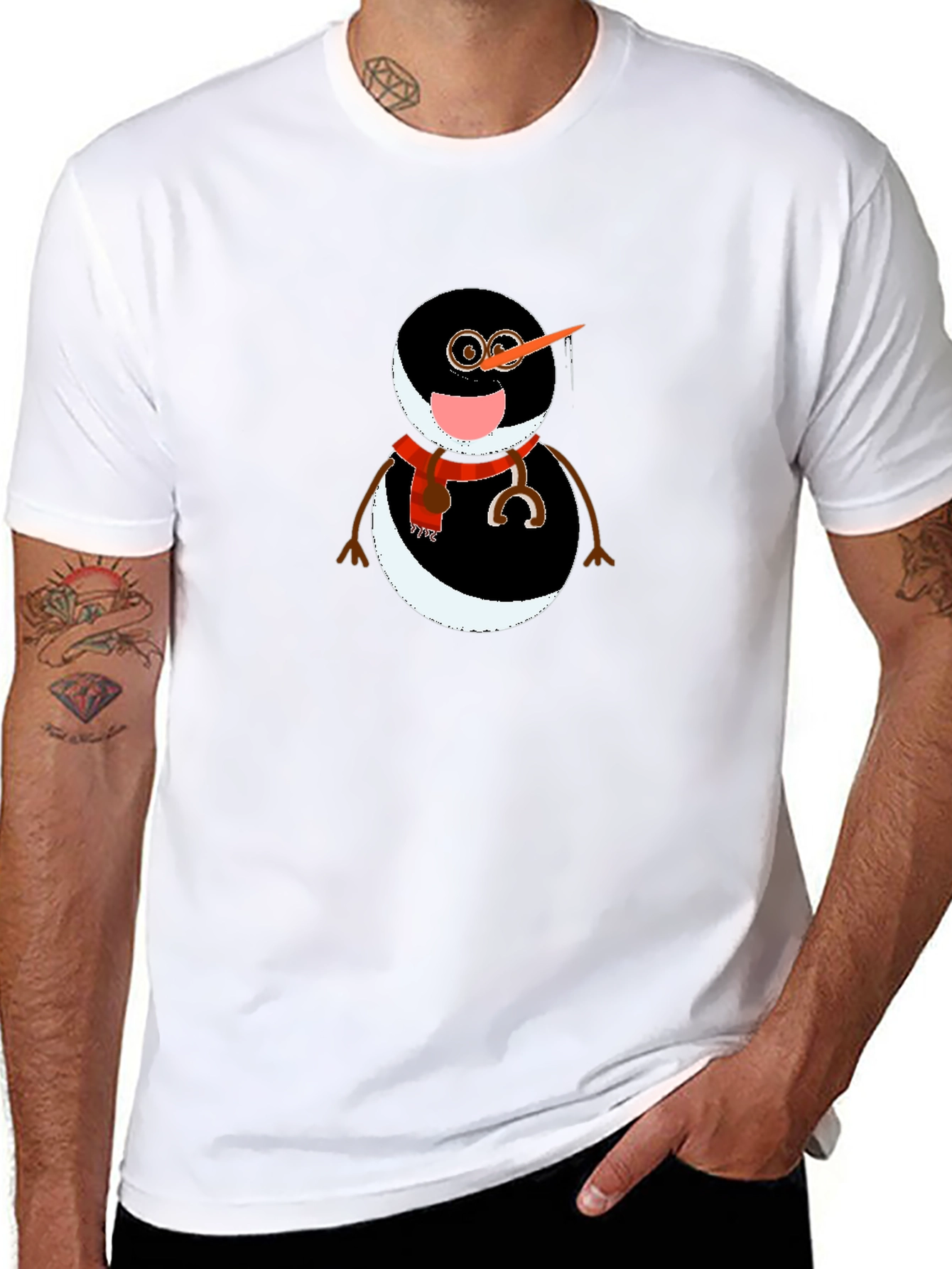 Black Snowman Graphic Tee - Unique Winter Style view 8