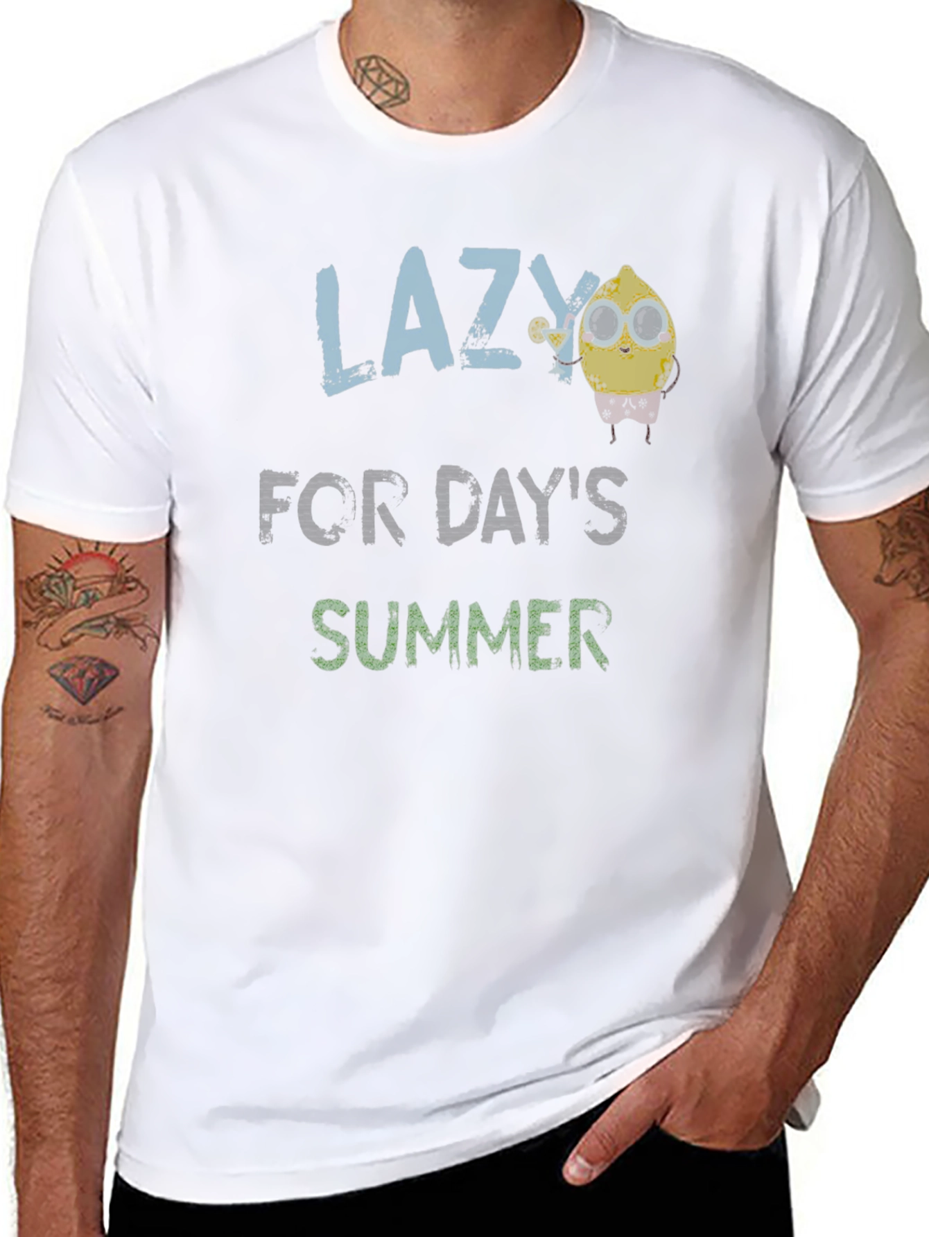 Black Lazy For Day's Summer T-Shirt view 8