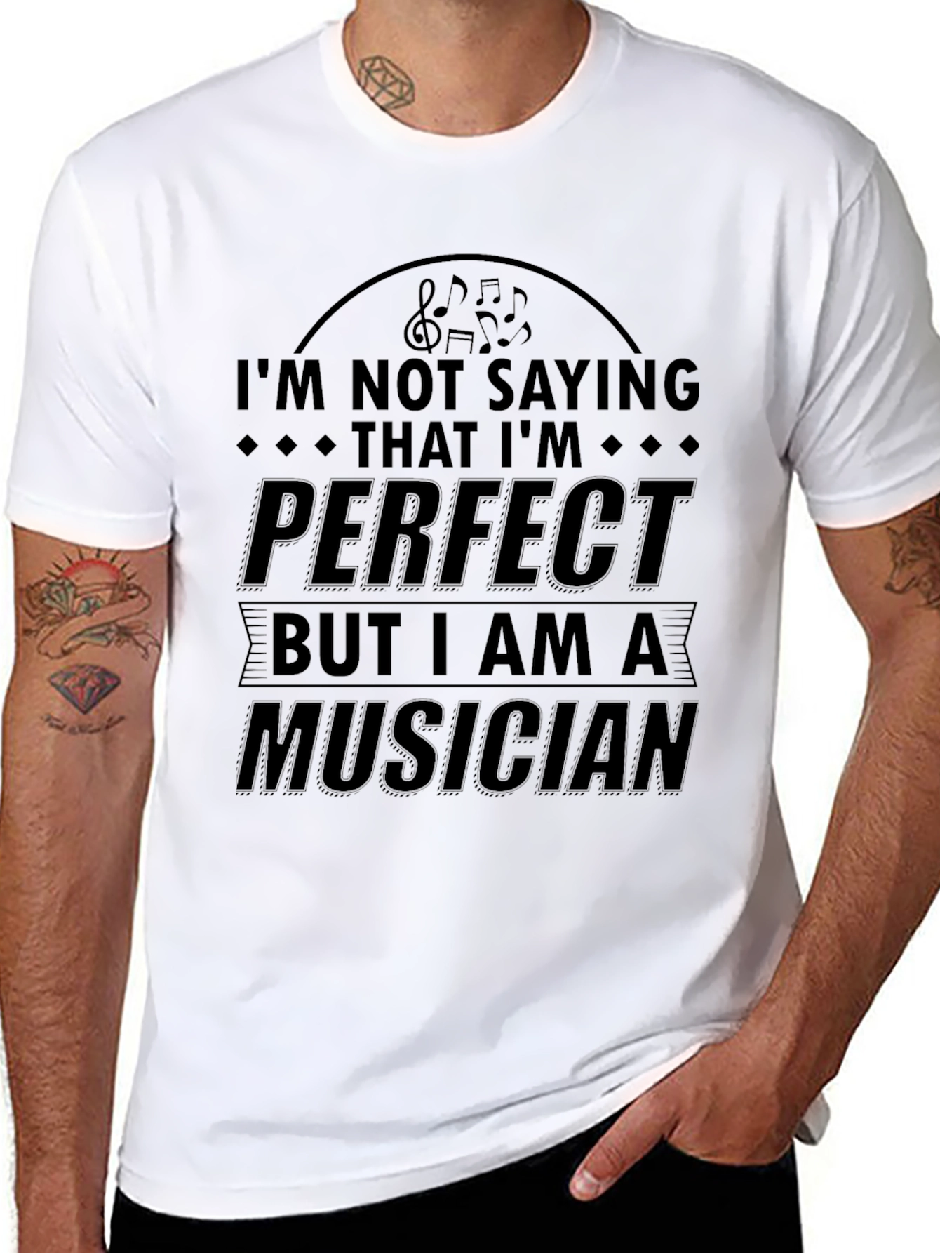 Black Funny Musician T-Shirt - Not Saying I'm Perfect view 8