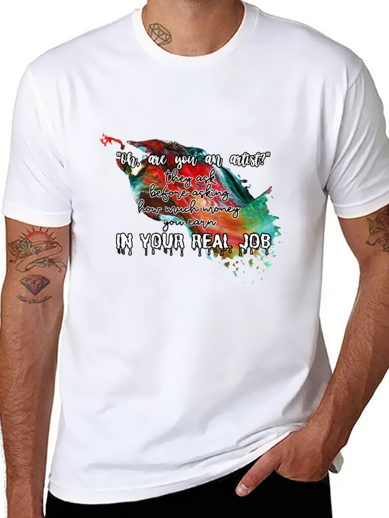 Black Artist Real Job Graphic T-Shirt view 8