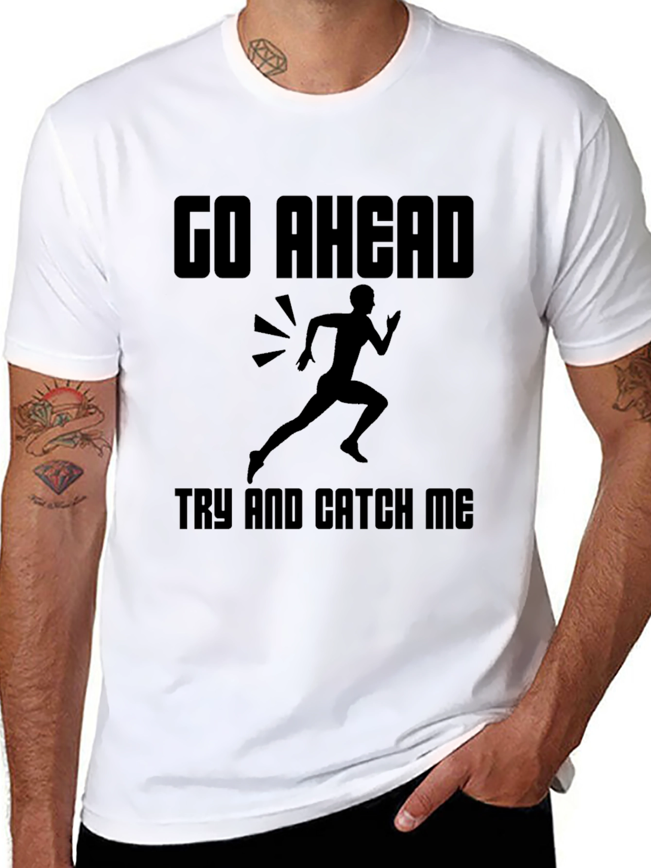 Black Go Ahead Try and Catch Me Graphic Tee view 8
