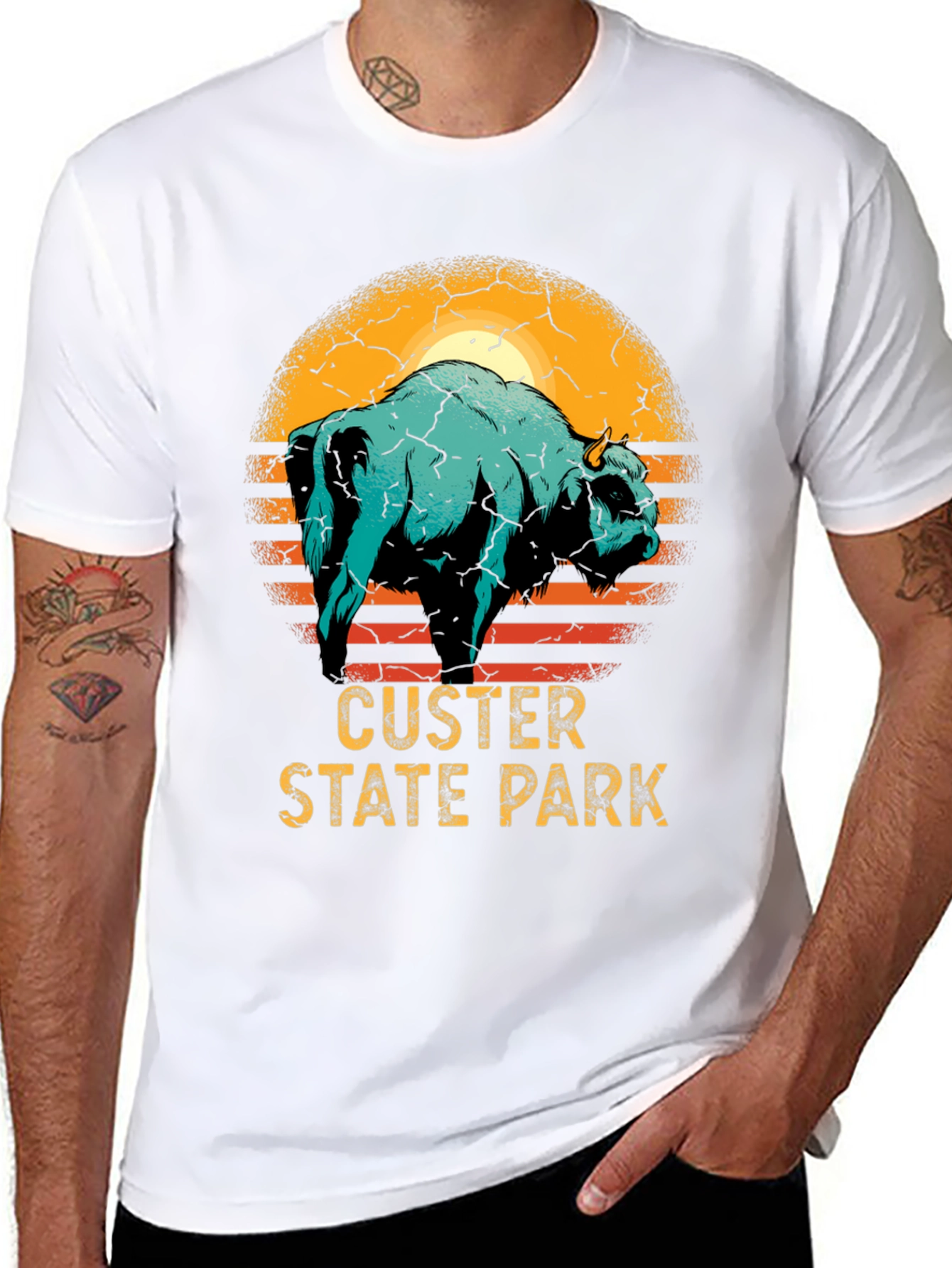 Black Custer State Park Bison Graphic T-Shirt view 8